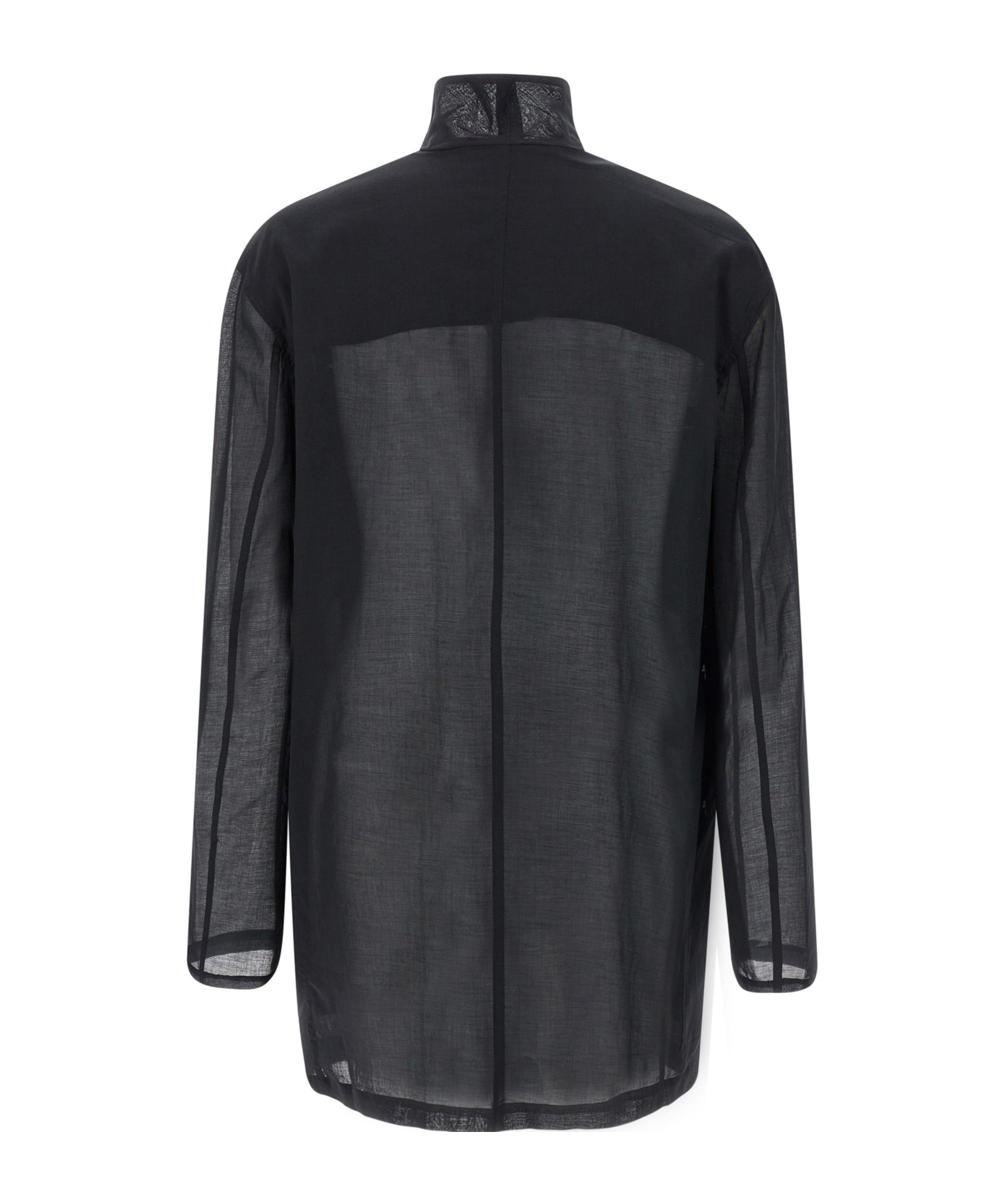 Magliano Sheer Fabric High Collar Front Pockets Jacket In Black