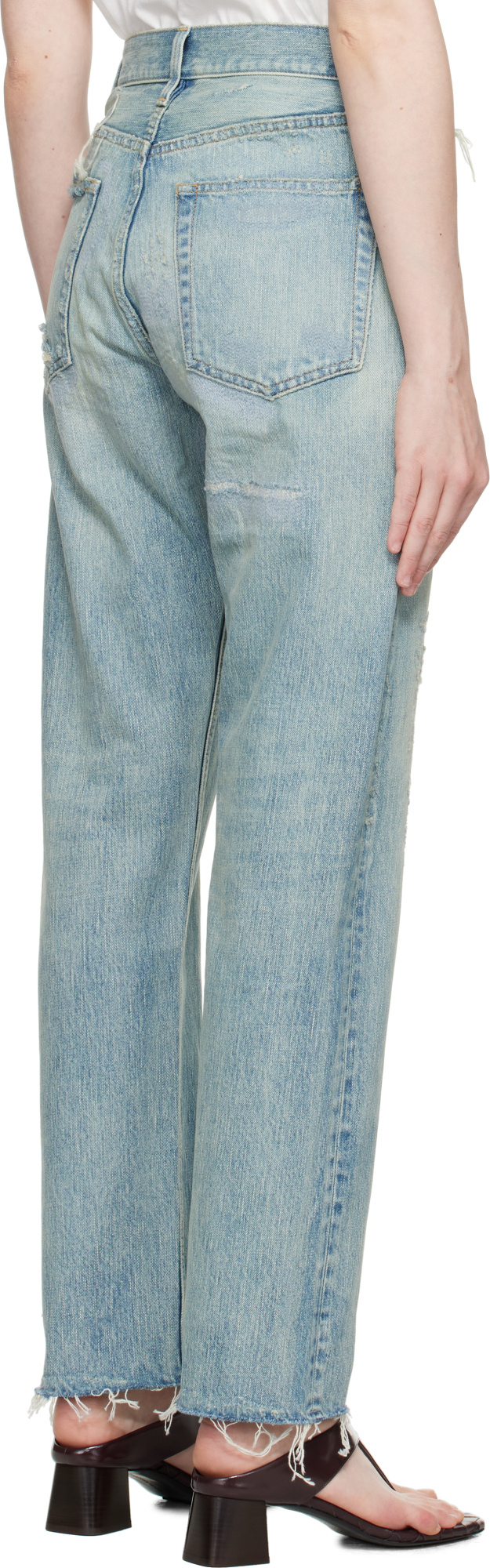 Fear Of God Blue Repaired Classic 5 Pocket Jeans In Gray