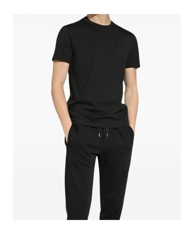 Dolce & Gabbana Dg-embroidered Jersey Crewneck T-shirt In Black