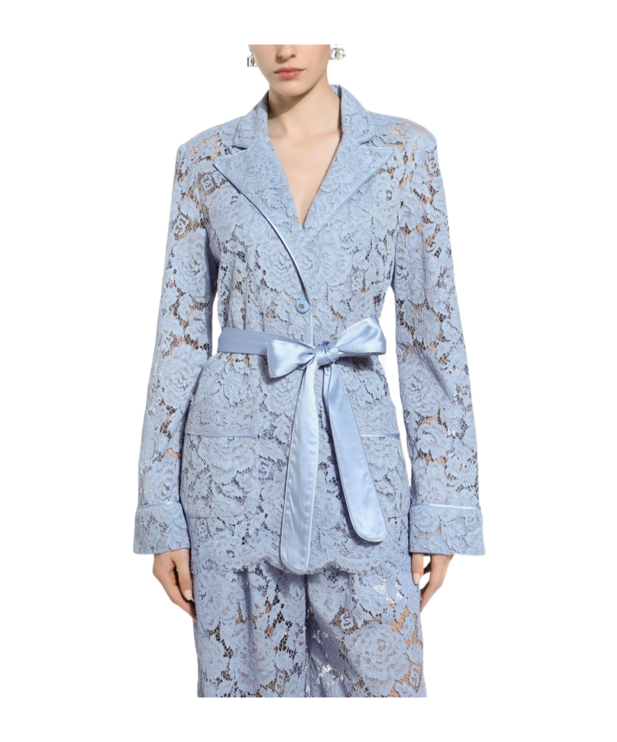 Dolce & Gabbana Women Cordonetto Lace Pijama Jacket In Blue