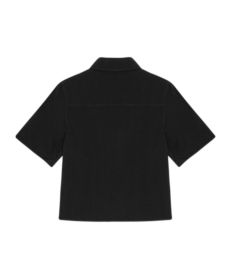 Ganni Twill Blouse In Black