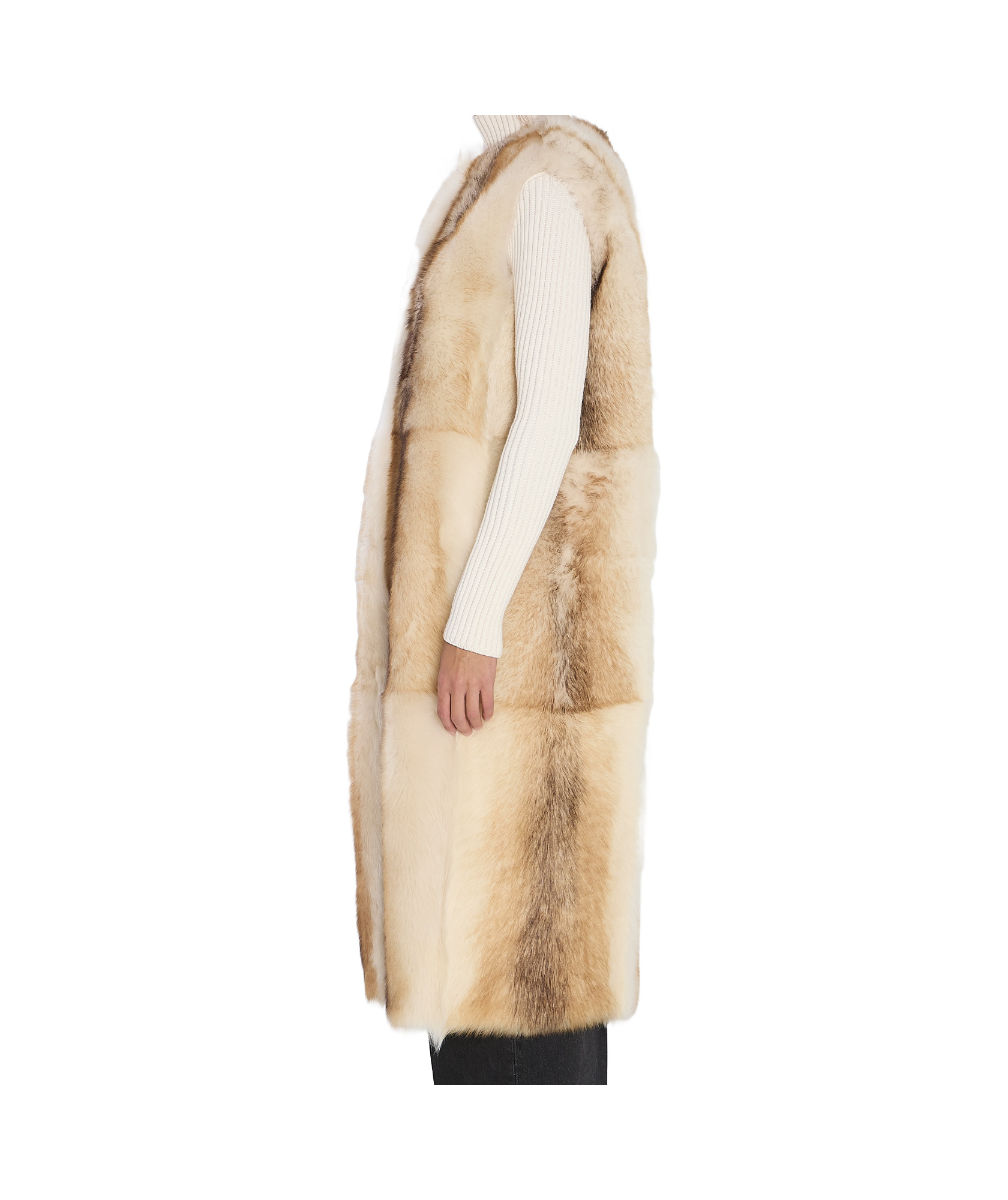 Yves Salomon Long Lamb Fur Vest In Brown