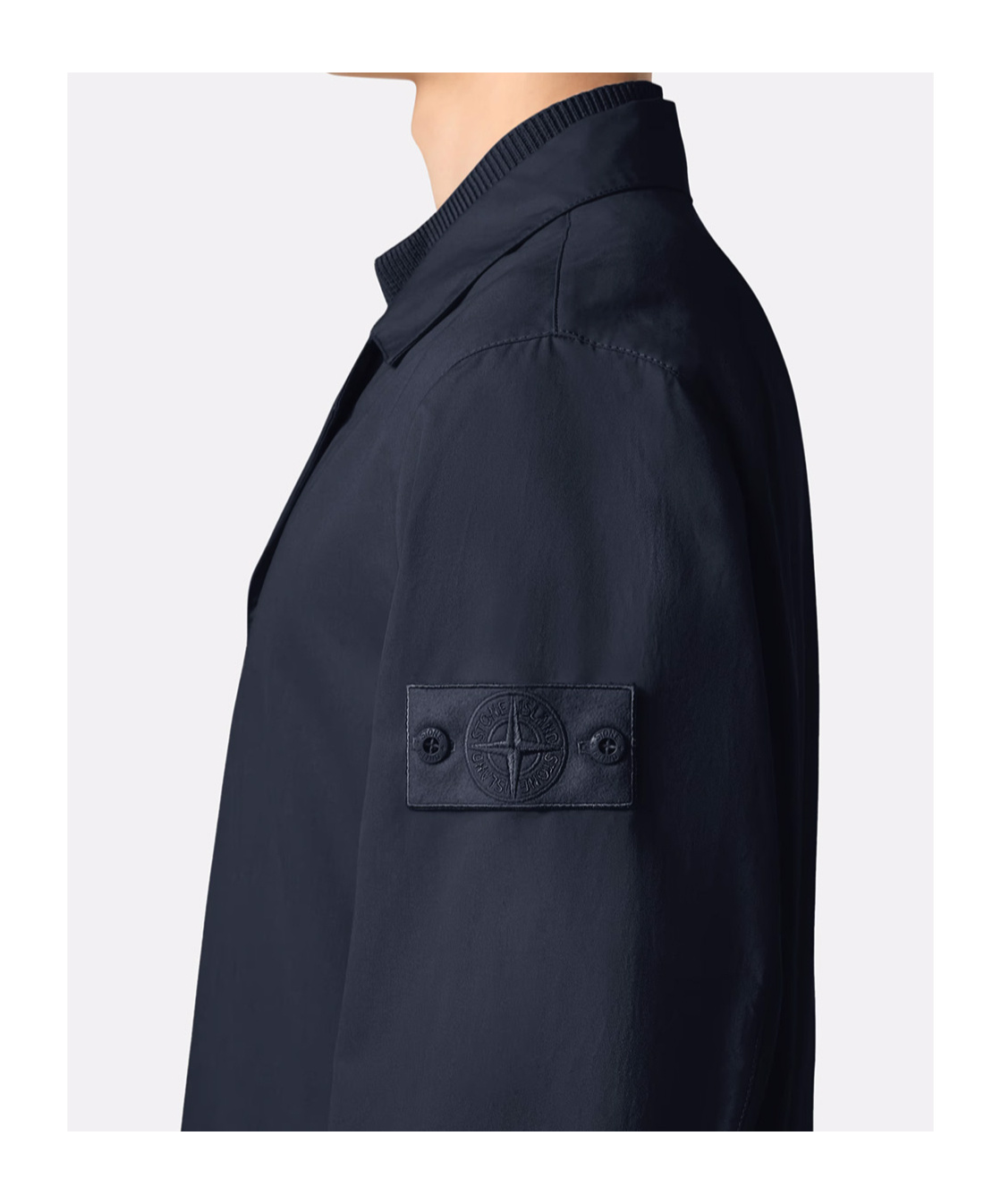 Stone Island Blazer With Natural Weather Barrier And Two-way Zip In Navy Blue