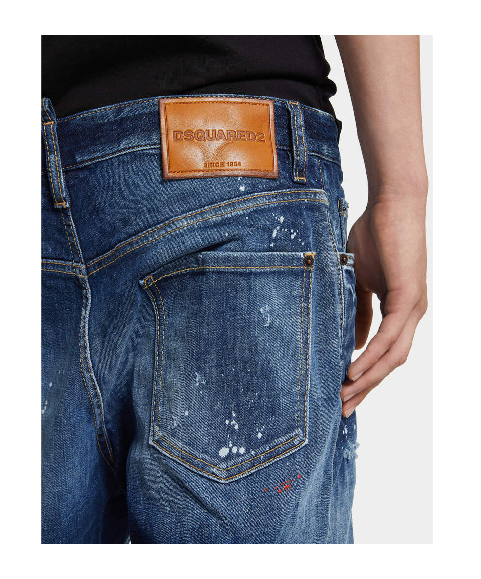 Dsquared2 Cropped Jeans With Paint Splatters In Blue