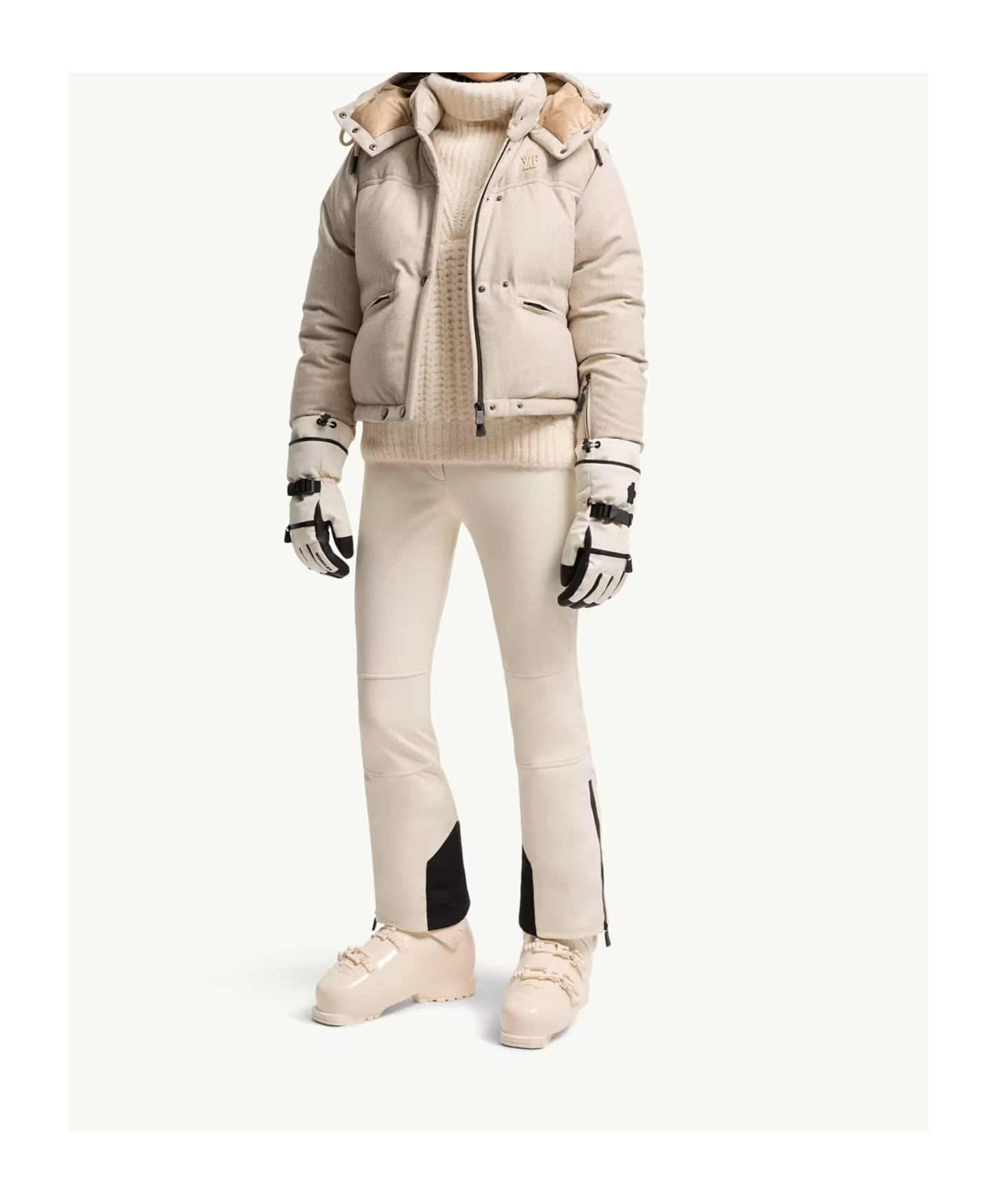 Moncler Yintab Hooded Wool Down Ski Jacket In Neutral