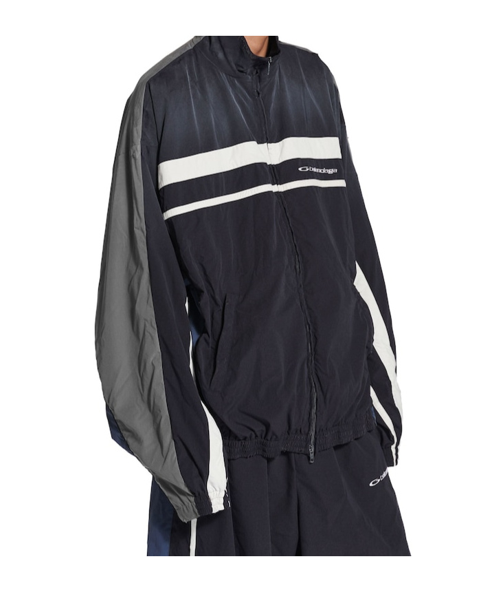 Balenciaga Men's 50/50 Tracksuit Jacket In Black Faded In Black