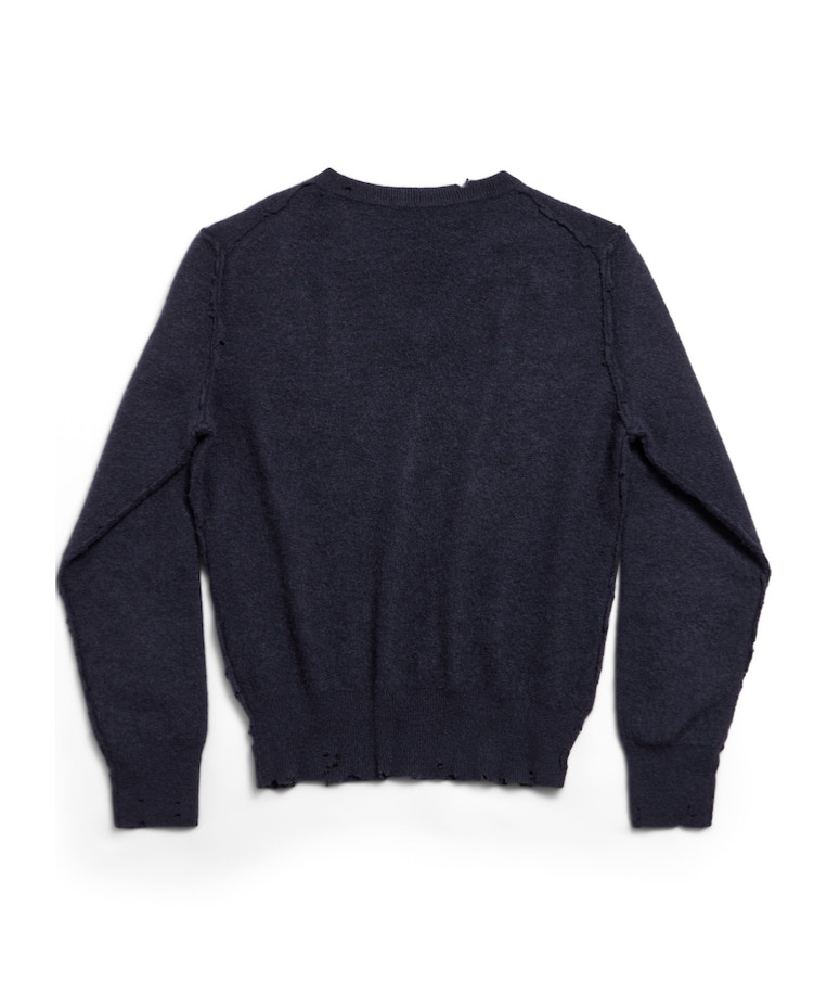 Balenciaga Cashmere-wool Inside Out Sweater In Navy Blue