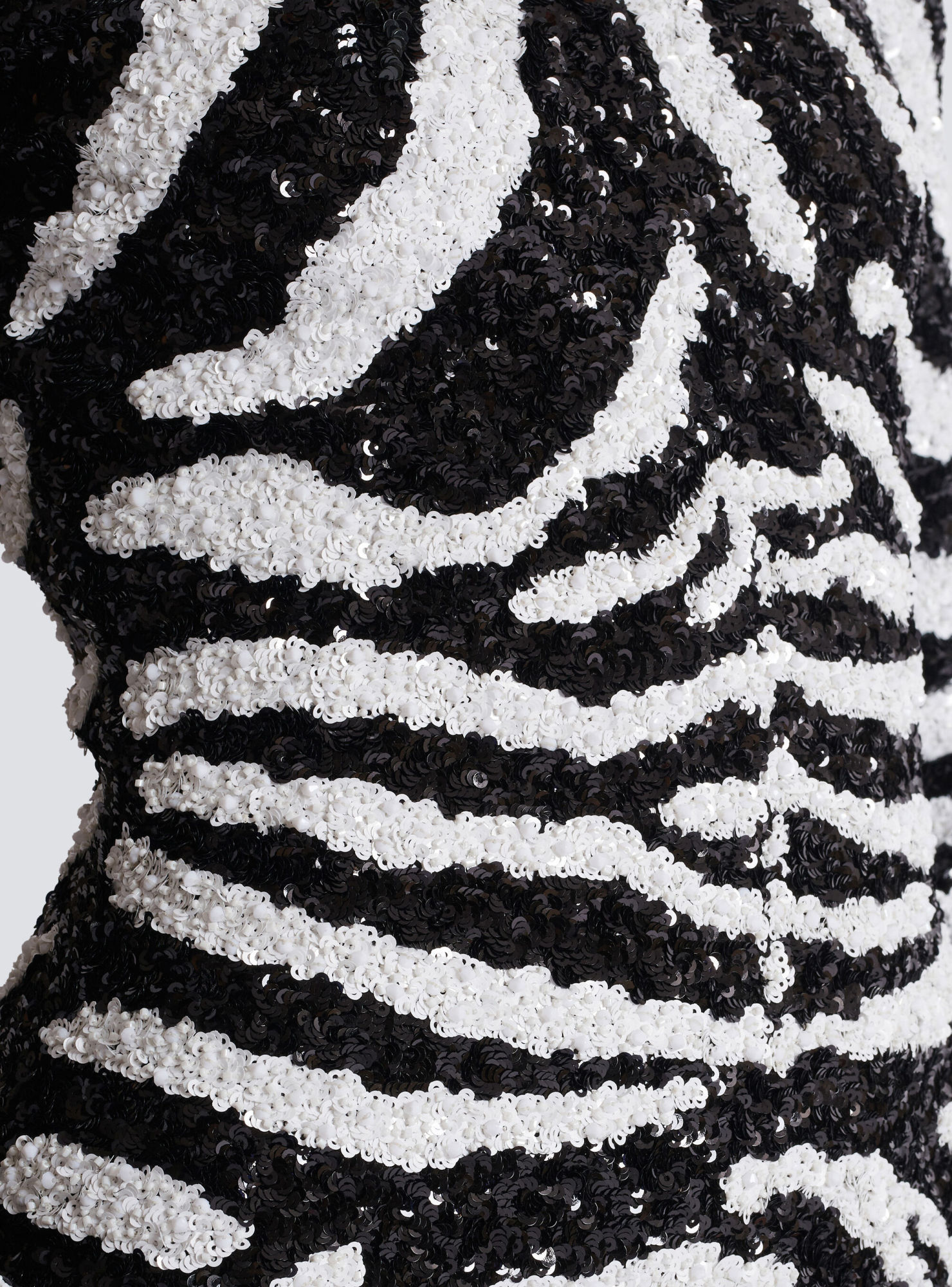 Shop Balmain Short Two-tone Zebra Sequin Dress In Black