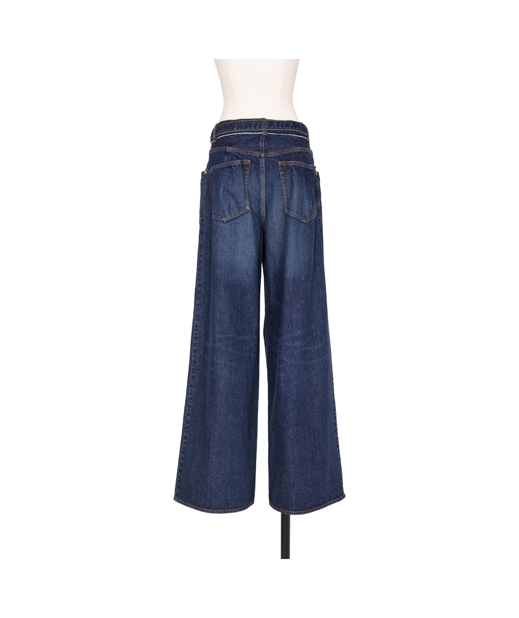 Sacai Belted High-rise Wide-leg Jeans In Blue