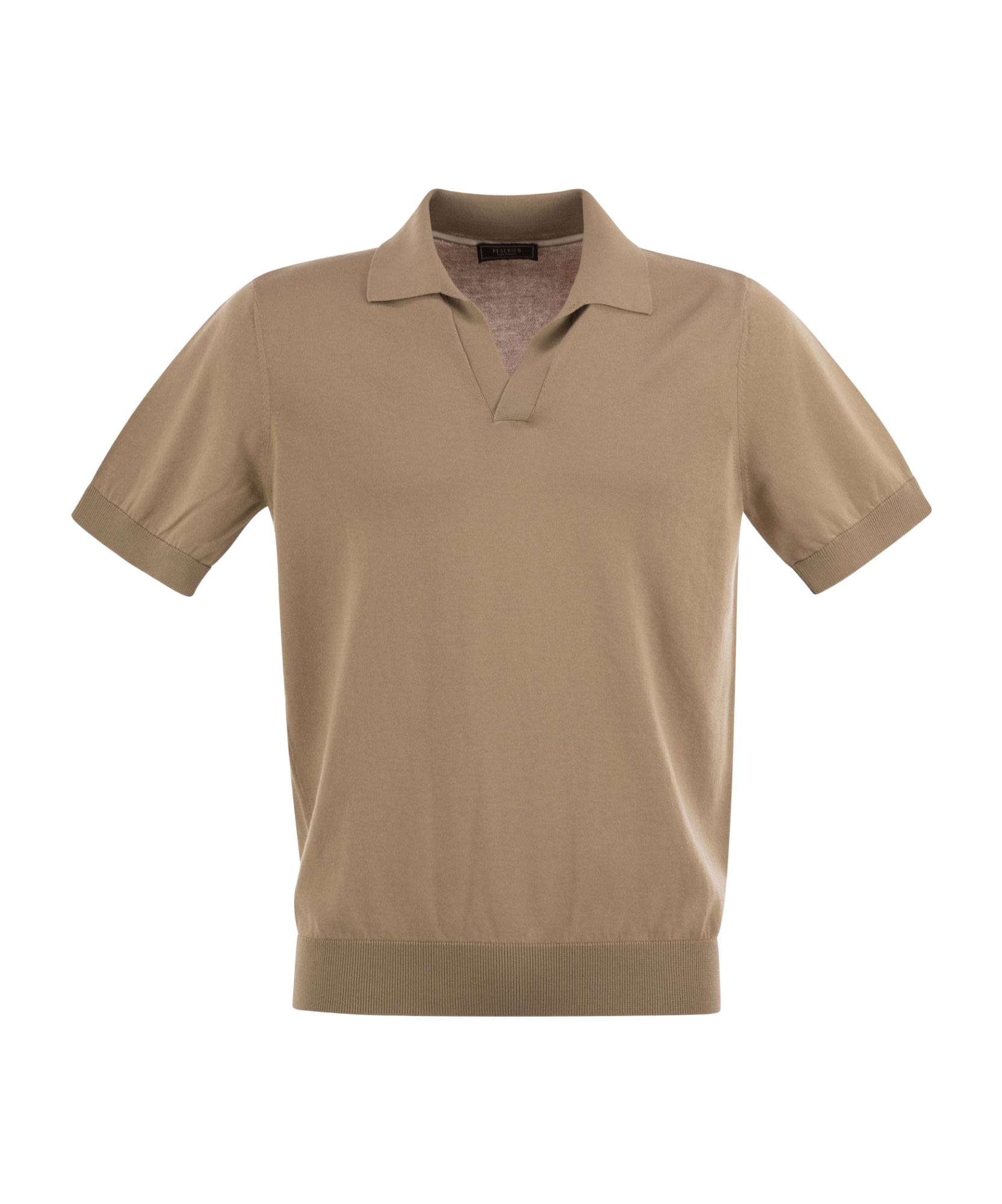 Peserico Polo Shirt In Pure Cotton Yarn In Brown