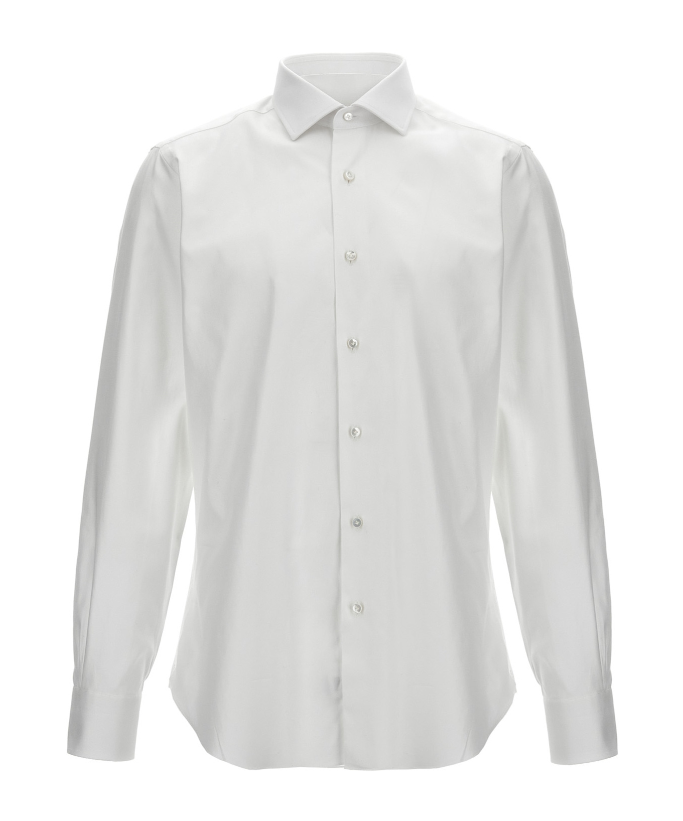Barba Napoli Tailored Cotton Shirt Buttoned Cuffs In White