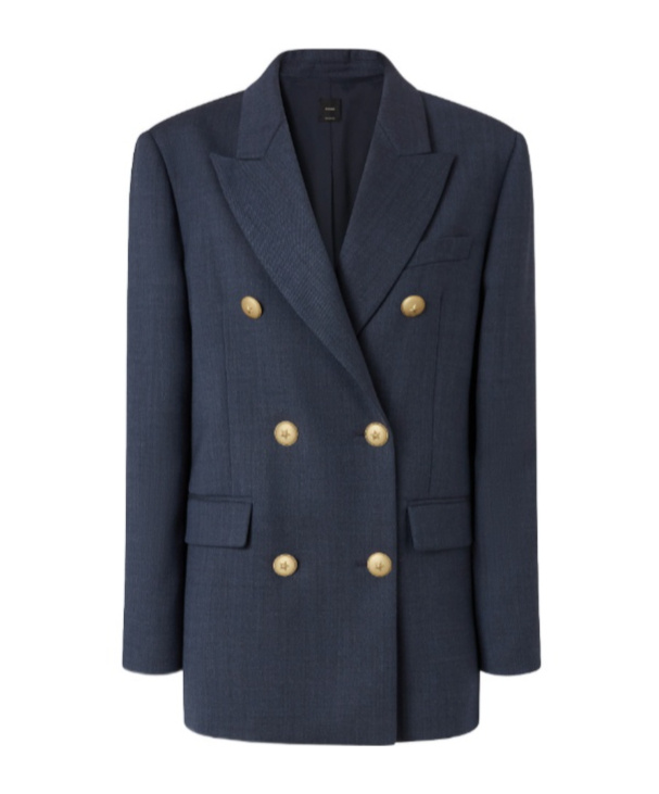 Pinko Double-breasted Button-closure Blazer In Blue