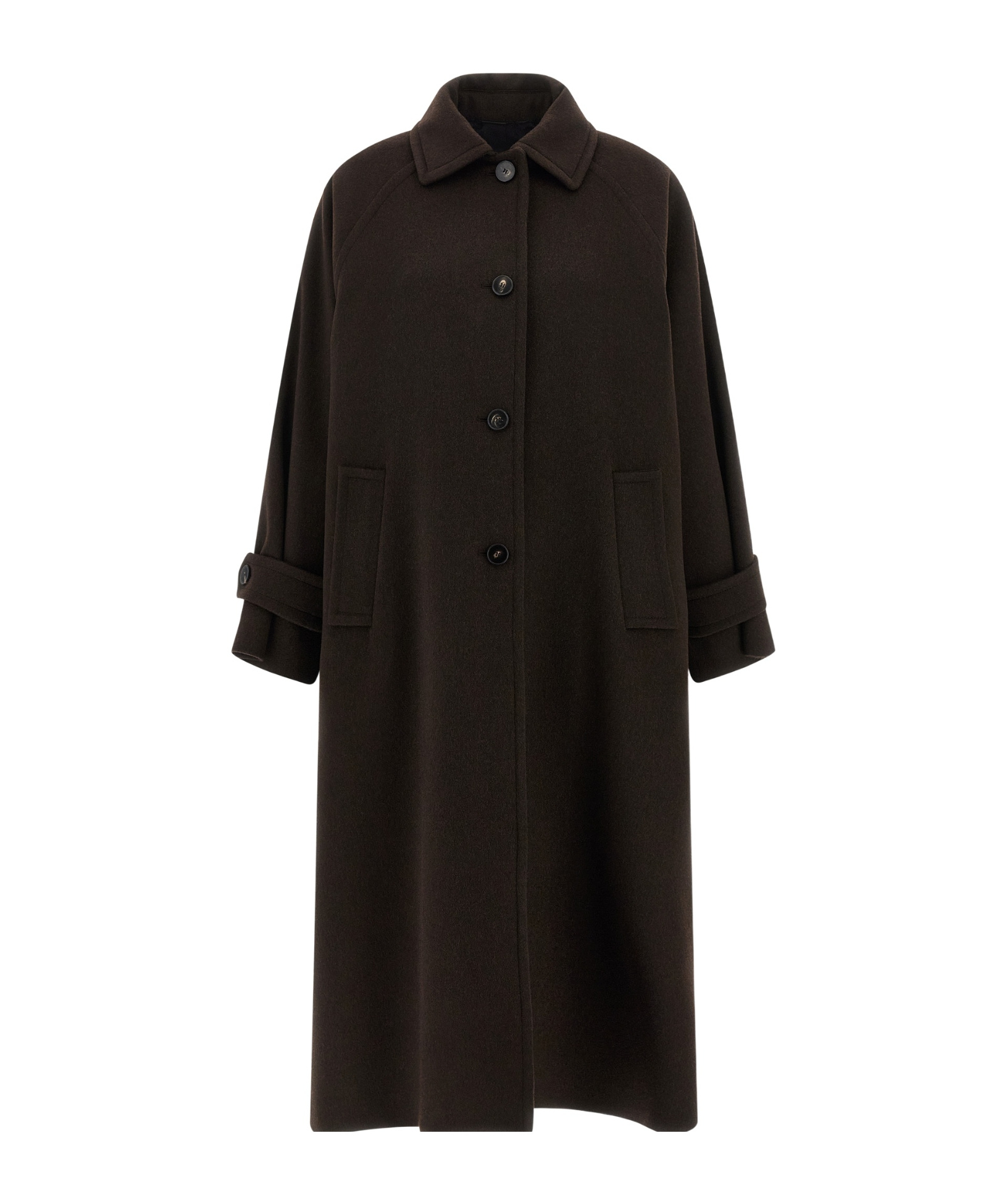Alberto Biani Long Collared Coat With Side Pockets And Sleeves In Black