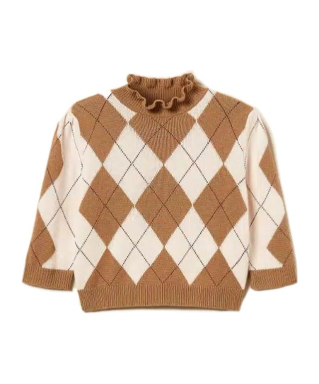 Twinset Diamond-patterned Jacquard Wool Blend Sweater In Brown