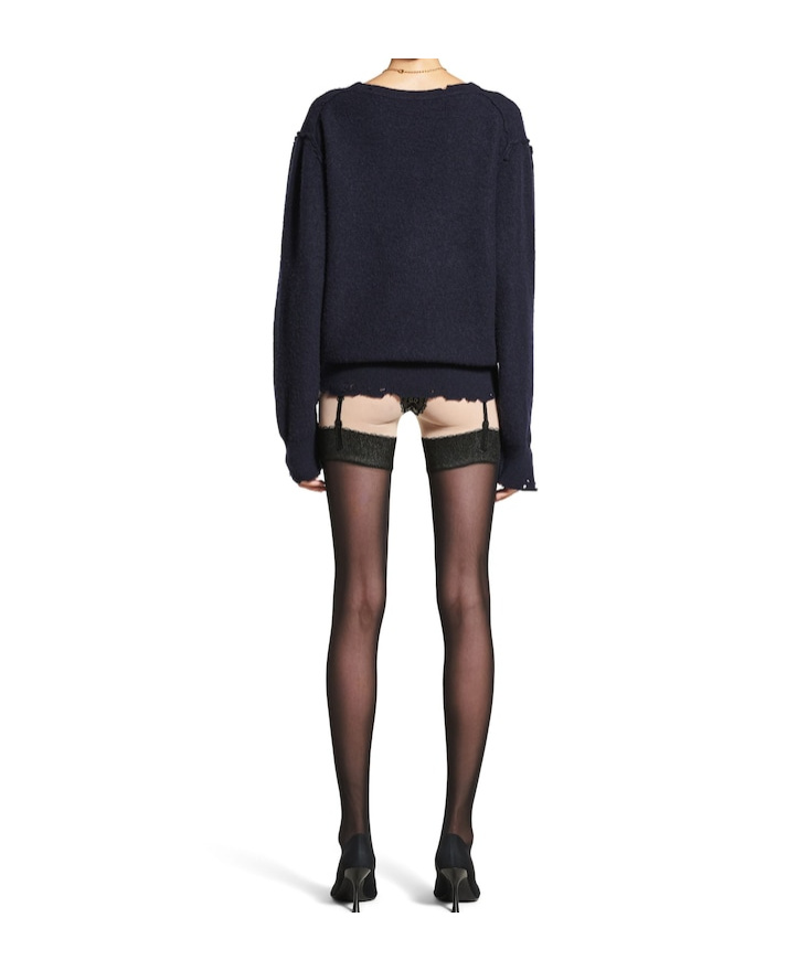 Balenciaga Cashmere-wool Inside Out Sweater In Navy Blue