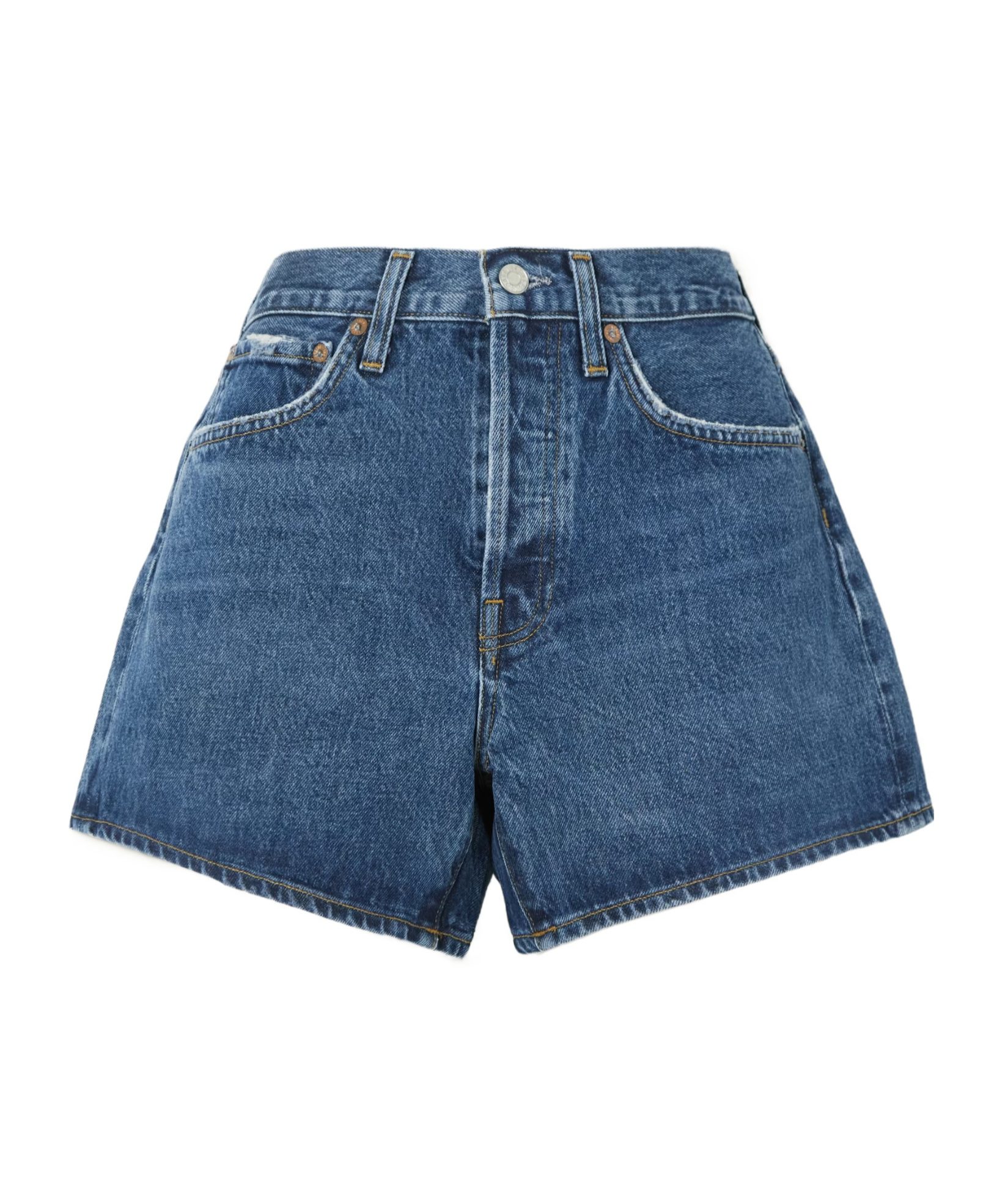 Agolde High Waist Denim Shorts In Blue