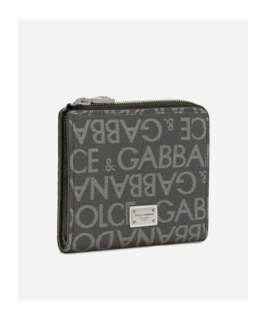 Dolce & Gabbana Logo-plaque Jacquard Wallet In Black