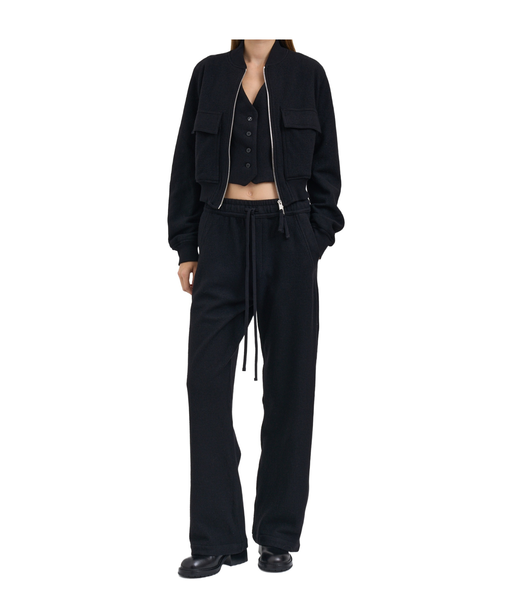 Thom Krom Short Wool Bomber Jacket In Black