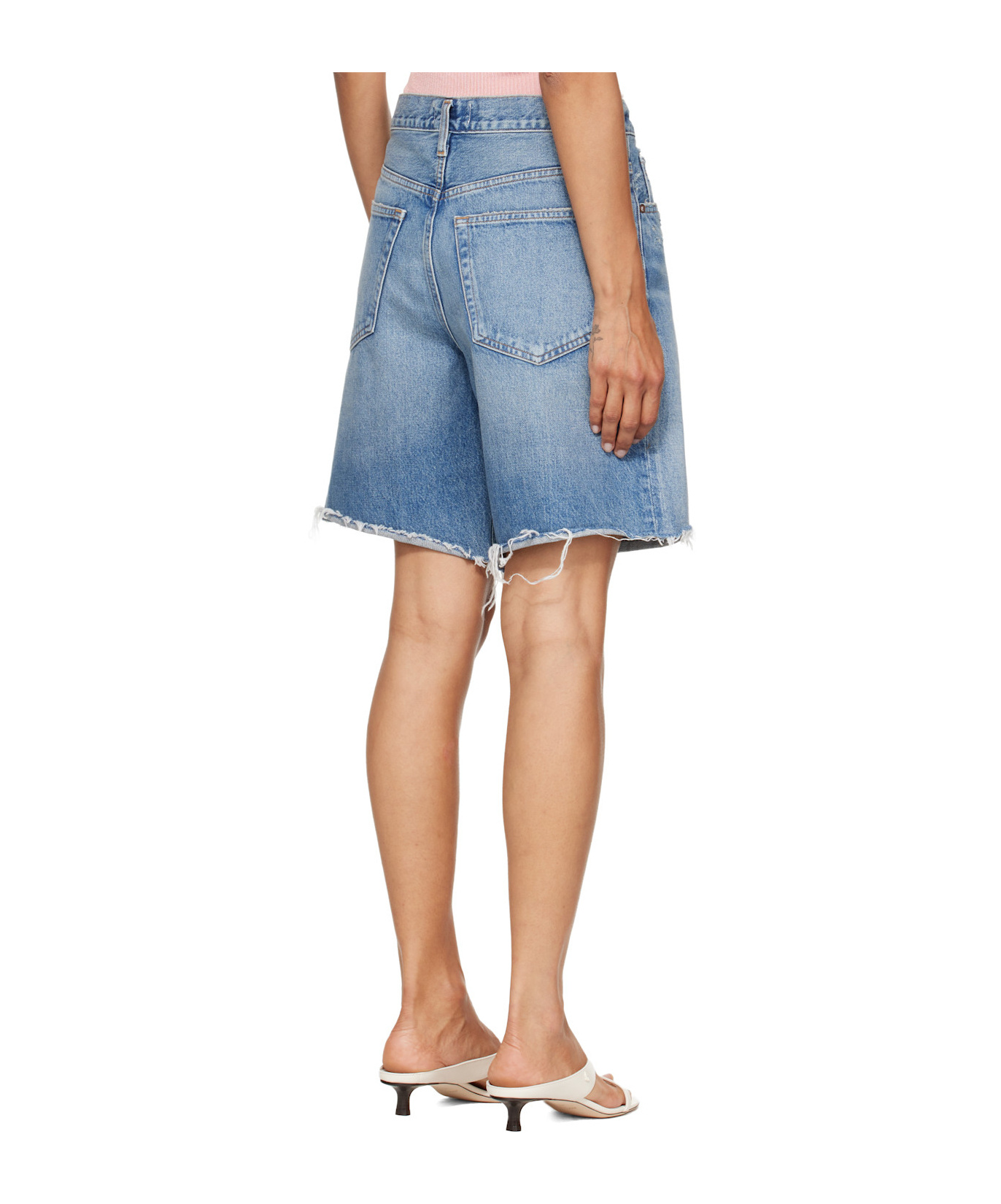 Agolde Belt-loop Denim Shorts In Blue