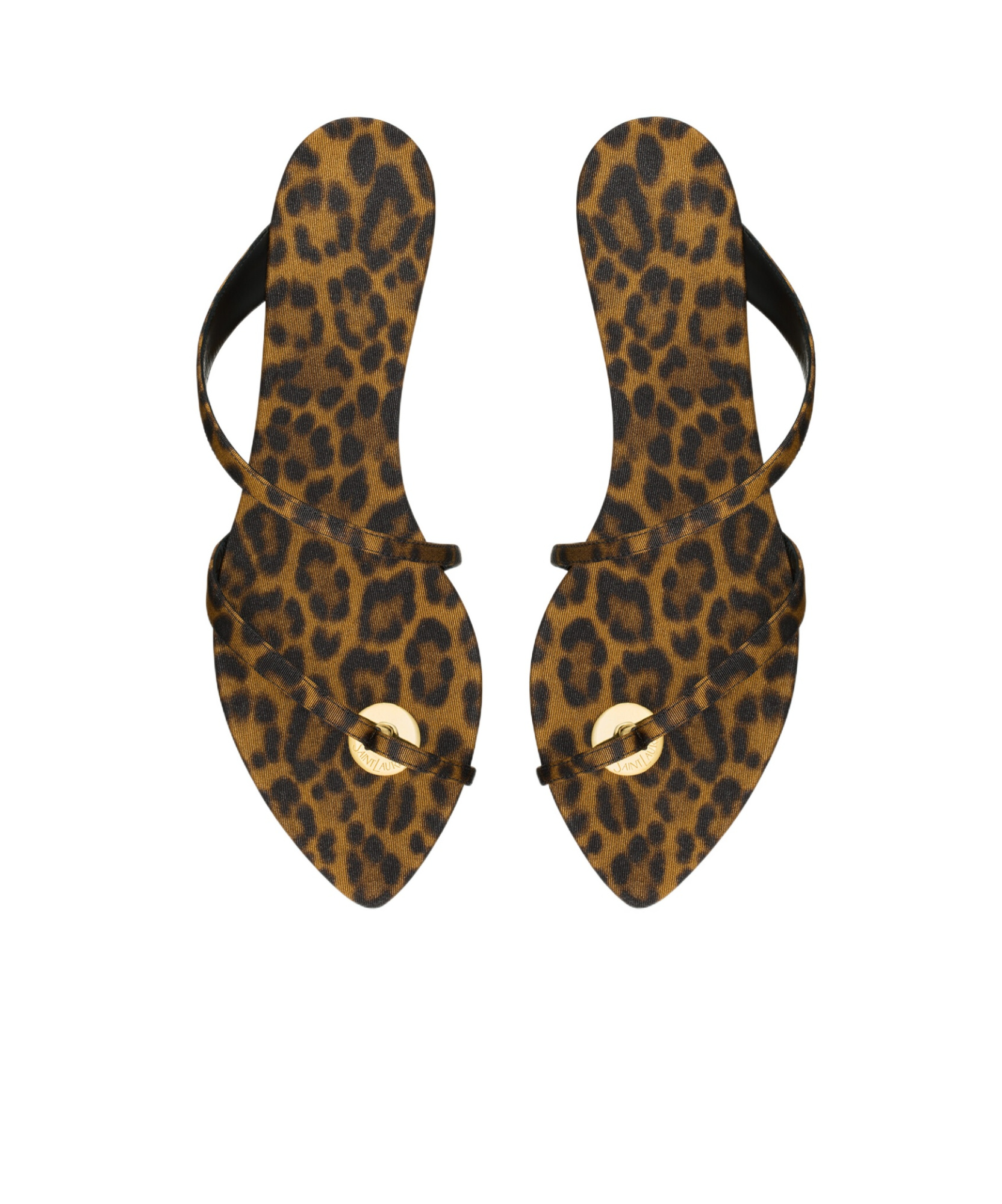 Saint Laurent Women's Tanger Slides In Leopard Grosgrain In Black