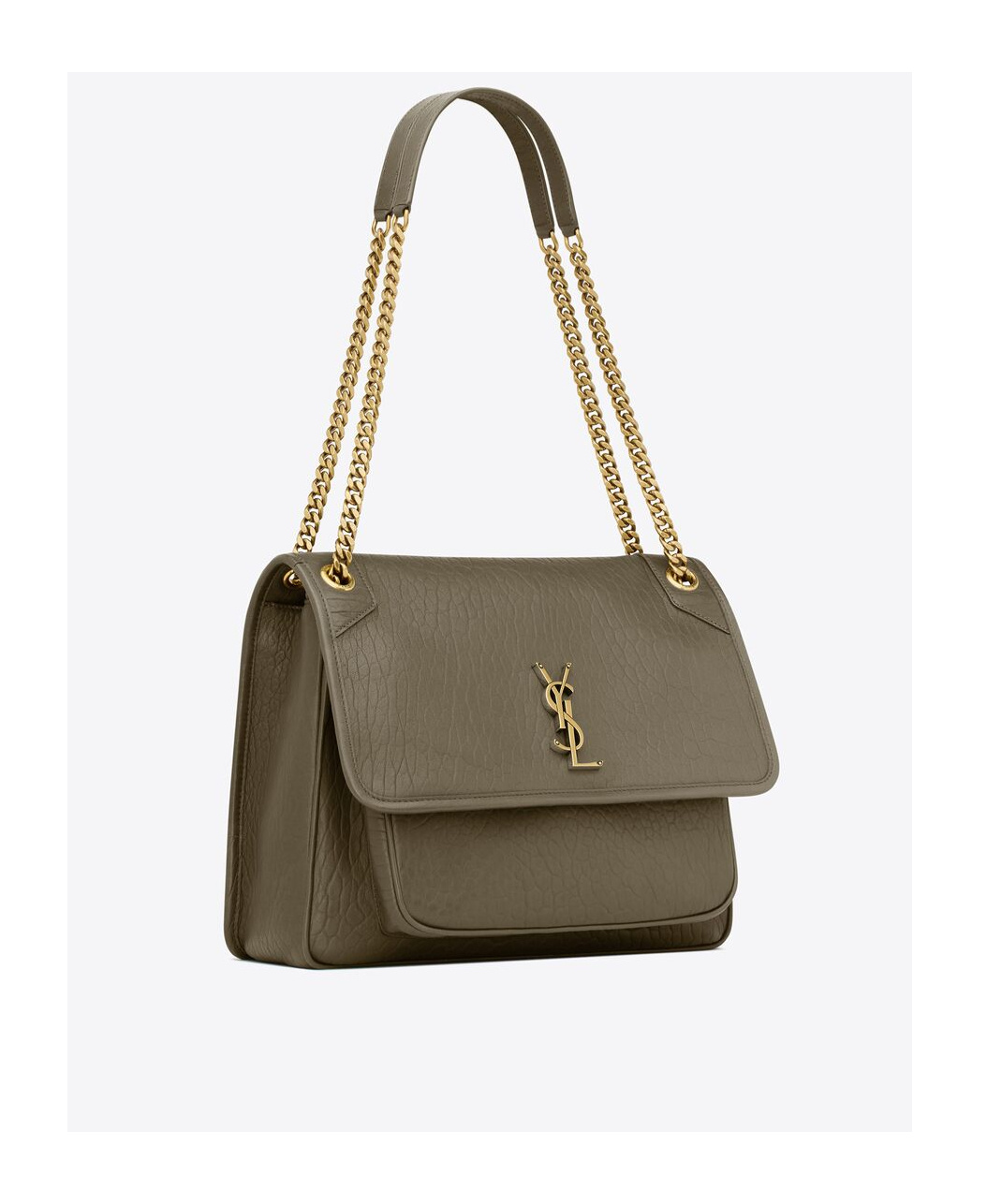 Saint Laurent Niki Large Grain Shoulder Bag In Green