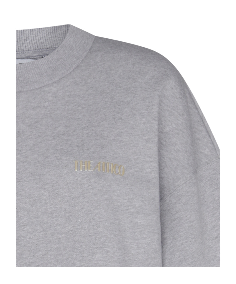 Attico Grey Crewneck Logo Pullover In Gray