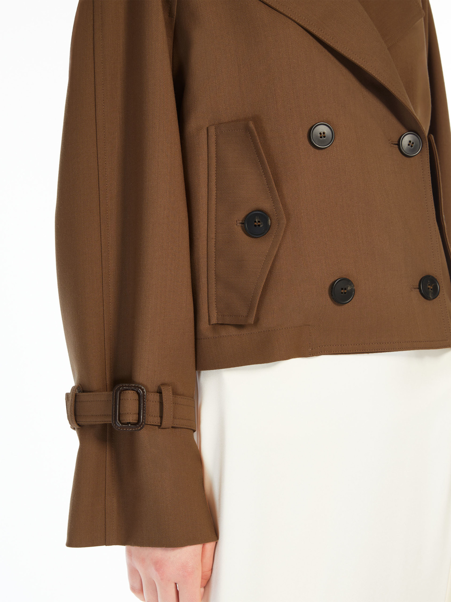 Weekend Max Mara Gabardine Short Wool Jacket In Brown