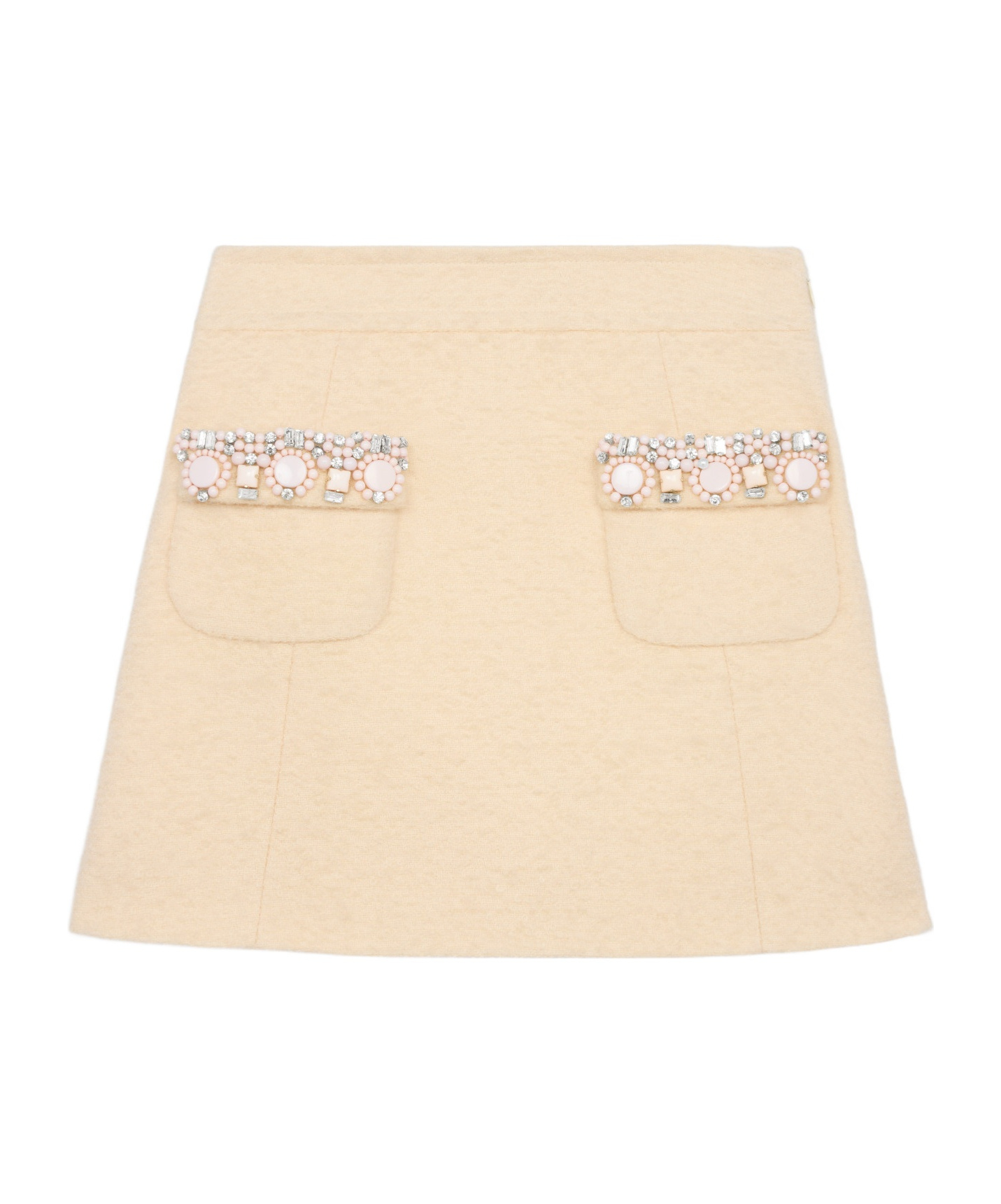 Celine Woven Terry Embroidered Mini Skirt In Vanilla