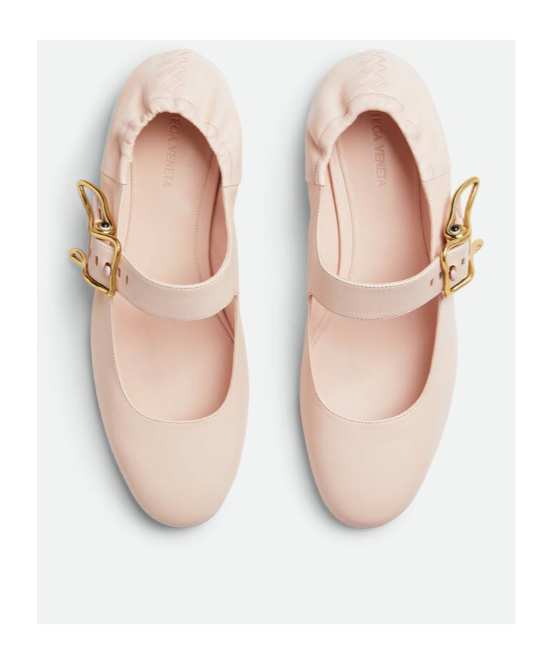 Bottega Veneta Astaire Leather Rabbit Mary Jane Ballerina Flats In Nude