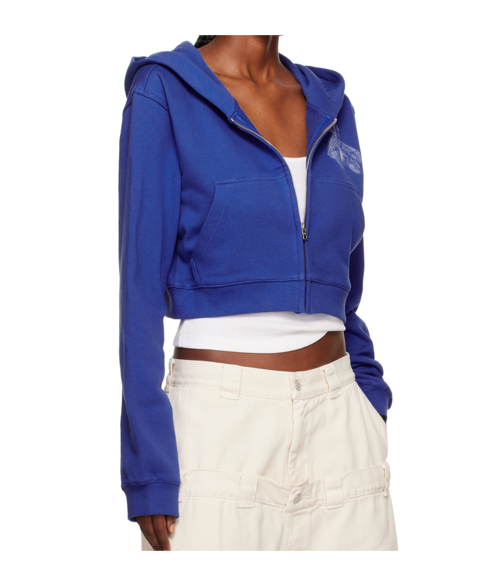 We11 Done Teddy Bear Slim-fit Zip-up Hoodie In Blue