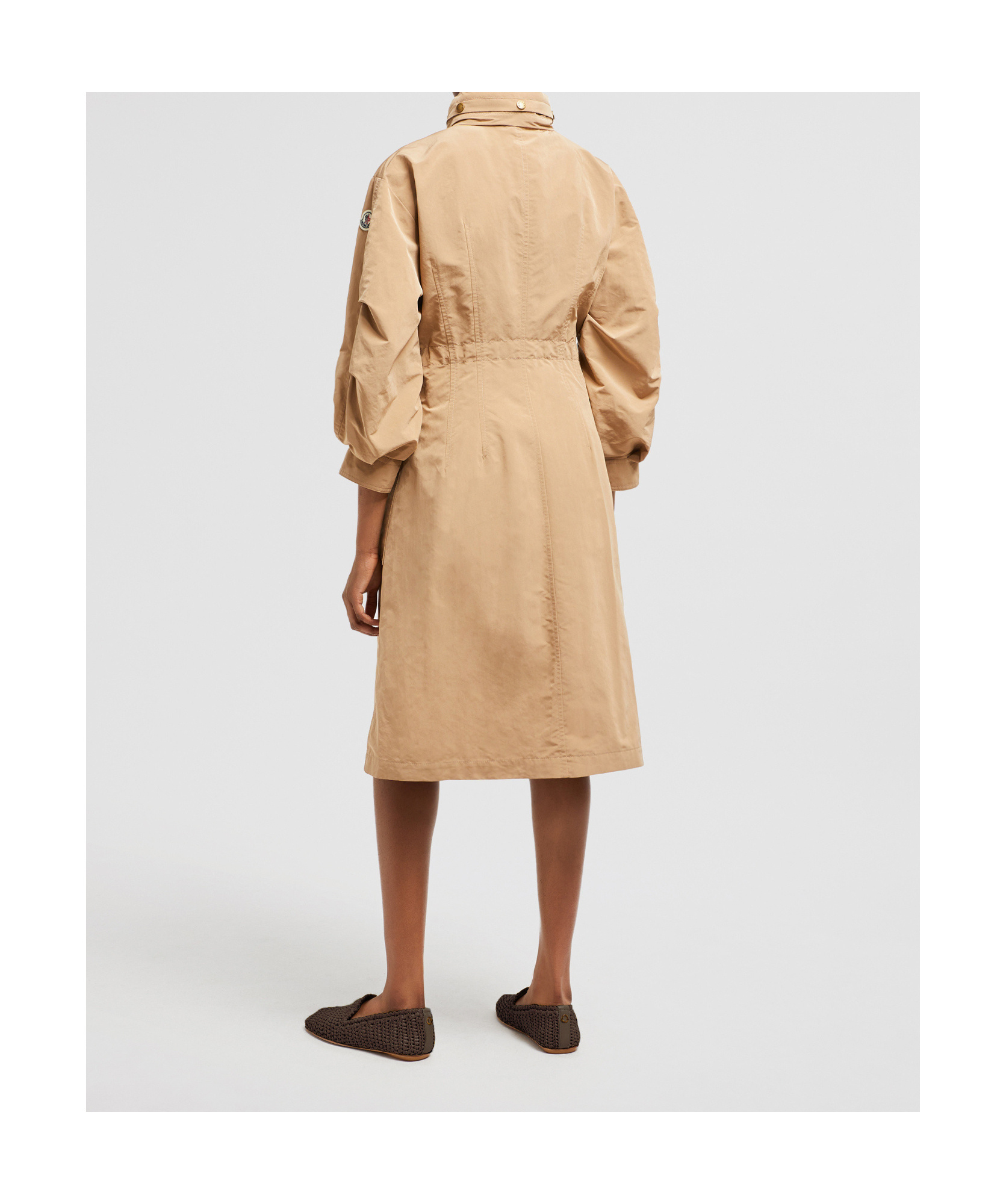 Moncler Seven-quarter Sleeve Parka Coat In Brown