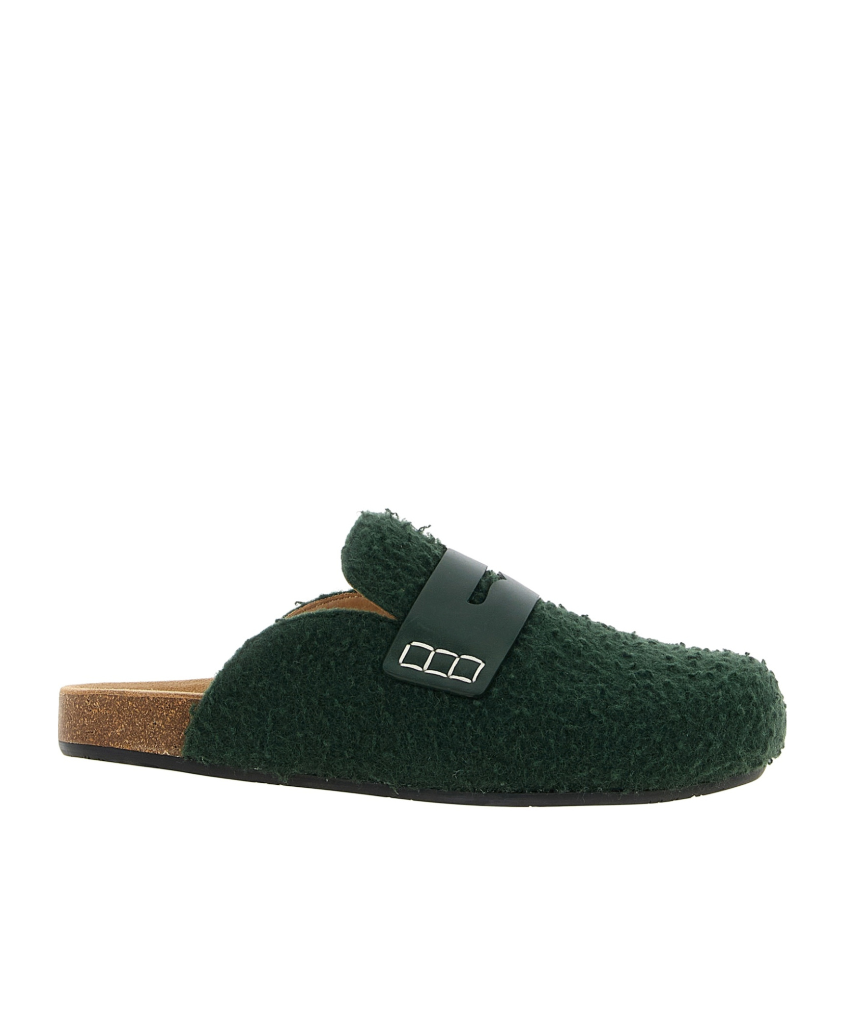 Jw Anderson Felt Loafer Mules In Green