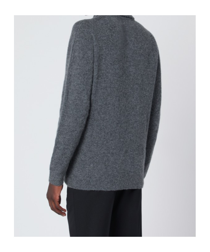 Roberto Collina Cashmere Blend Collared Long Sleeve Sweater In Gray