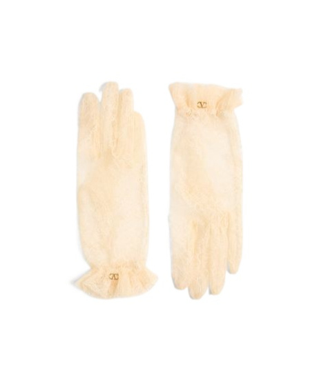 Valentino Embellished Cotton-blend Fishnet Gloves