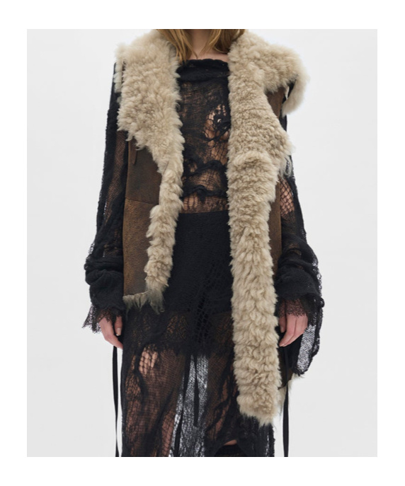 Ann Demeulemeester Aleid Asymmetric Fur Waistcoat In Brown