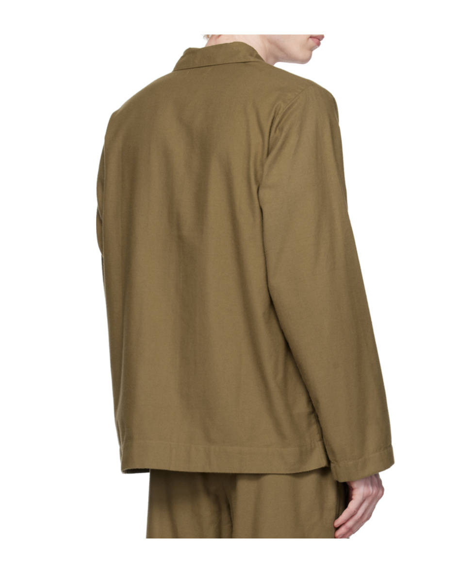Tekla Flannel Long-sleeved Pajamas In Green
