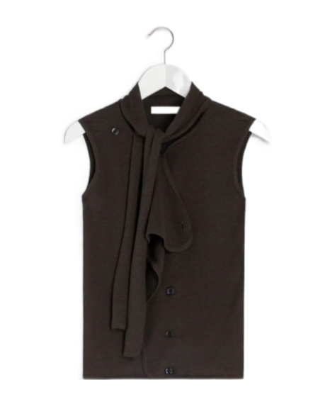 Lemaire Asymmetric Sleeveless Cardigan In Black