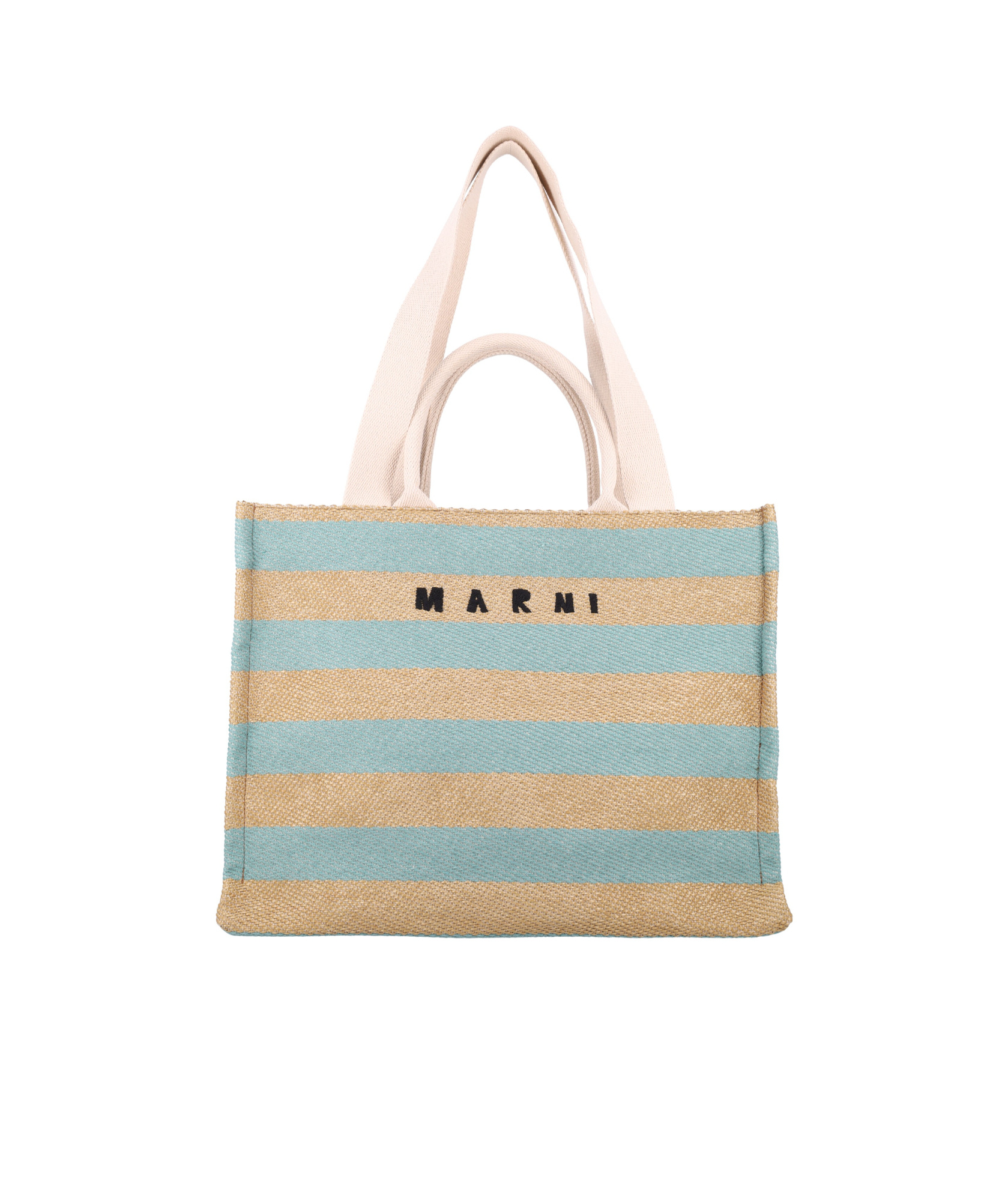 Marni Striped Dual Handle Tote Bag In Nude