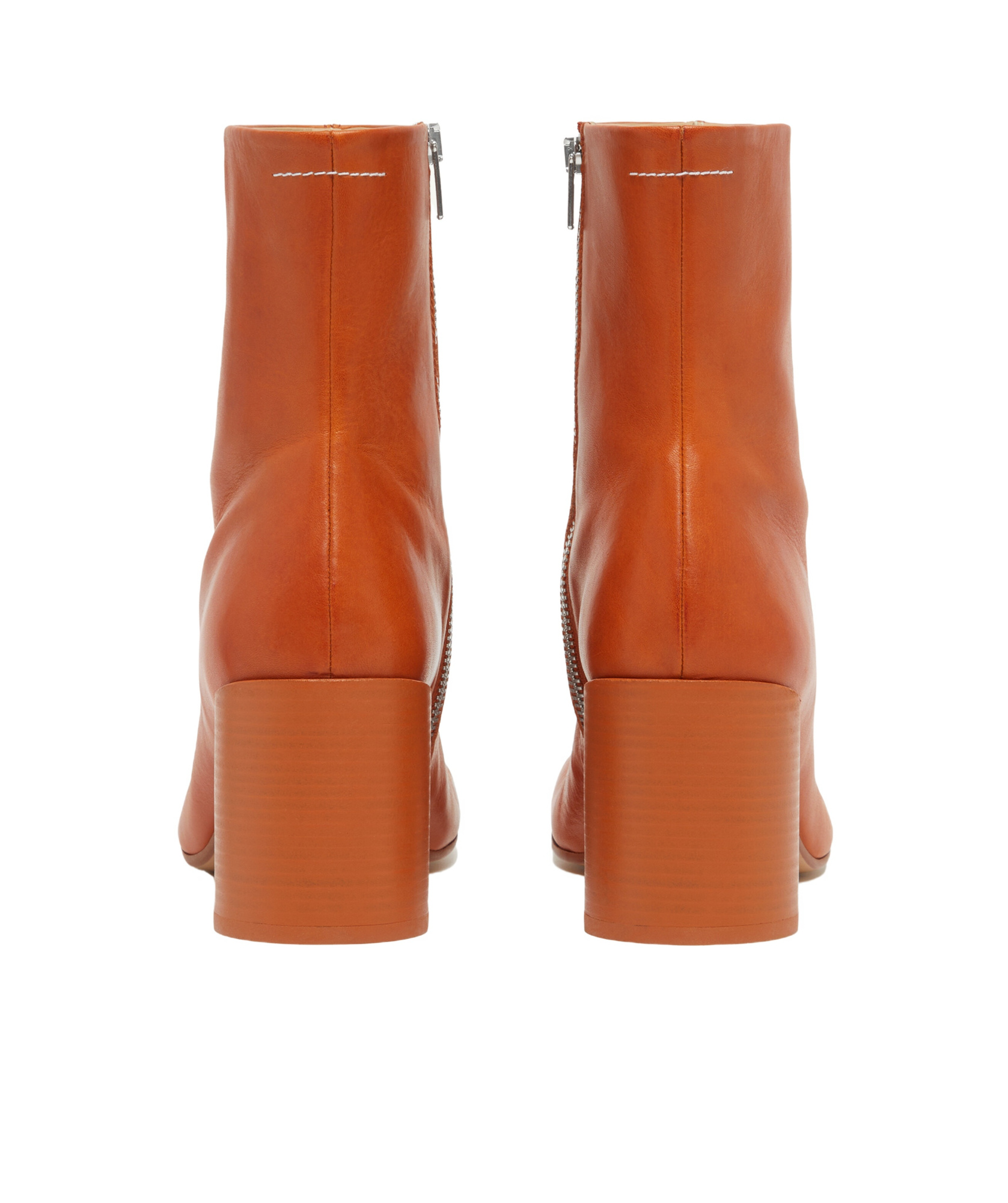 Mm6 Maison Margiela Tan Stitch-out Leather Ankle Boots In Brown