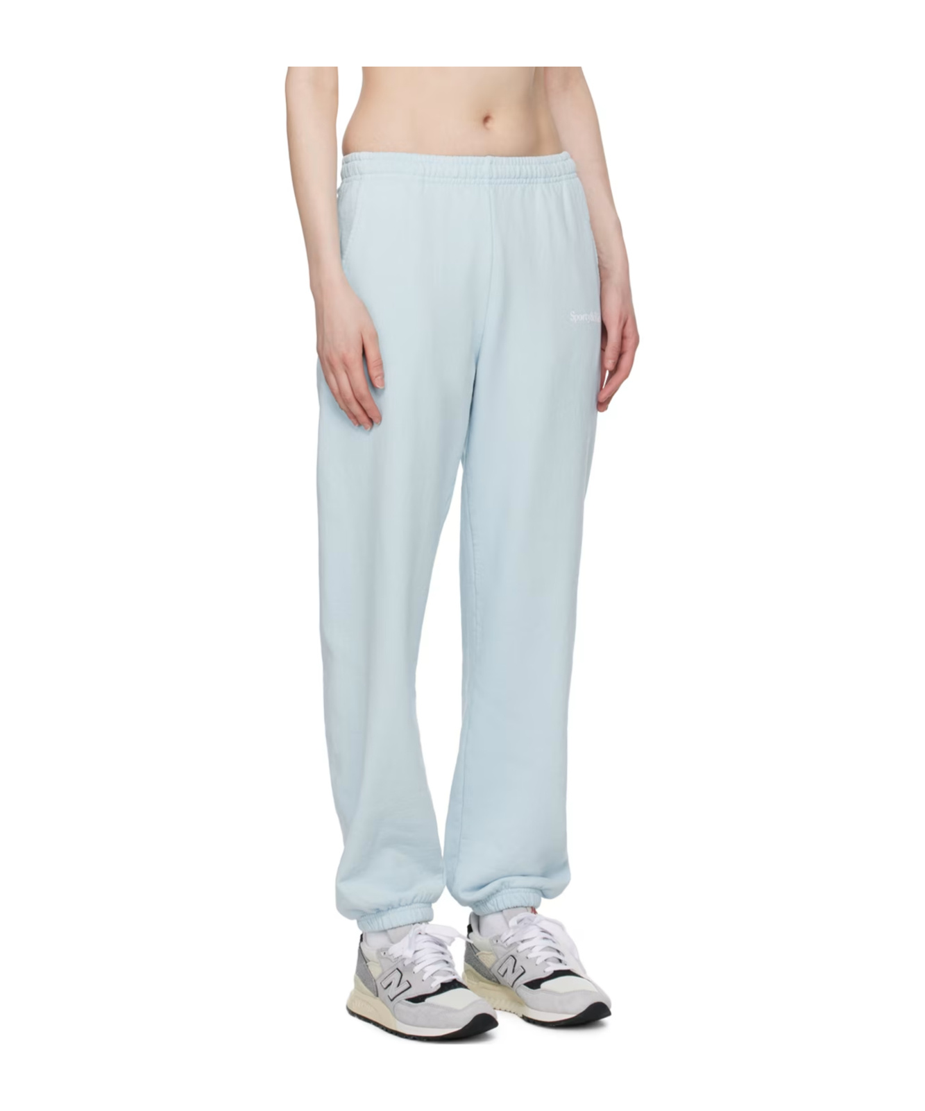 Shop Sporty And Rich Sporty Rich Logo Printed Elasticated Waistband Pants In Blue