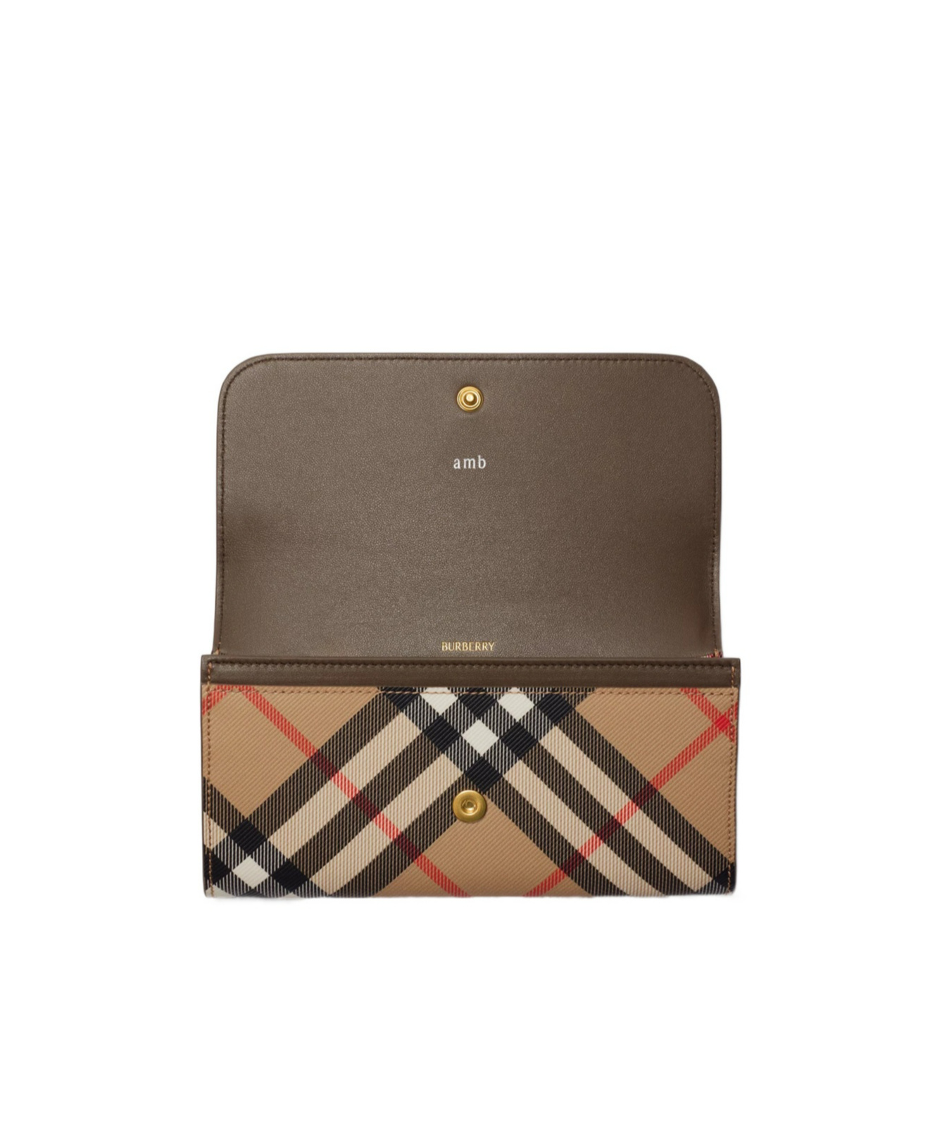 Burberry Check E-canvas Continental Wallet In Nude