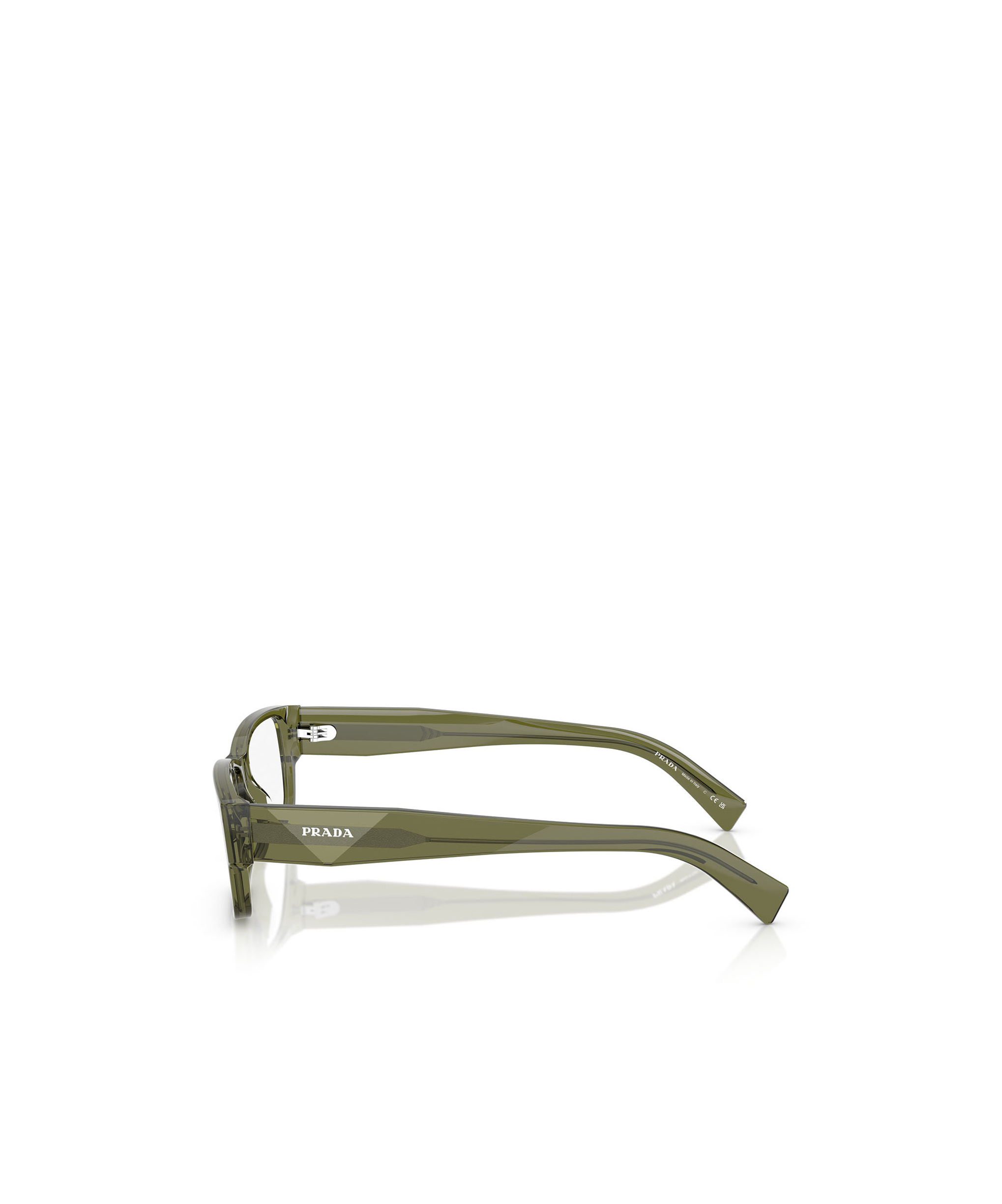 Prada 57mm Rectangular Optical Glasses In Green