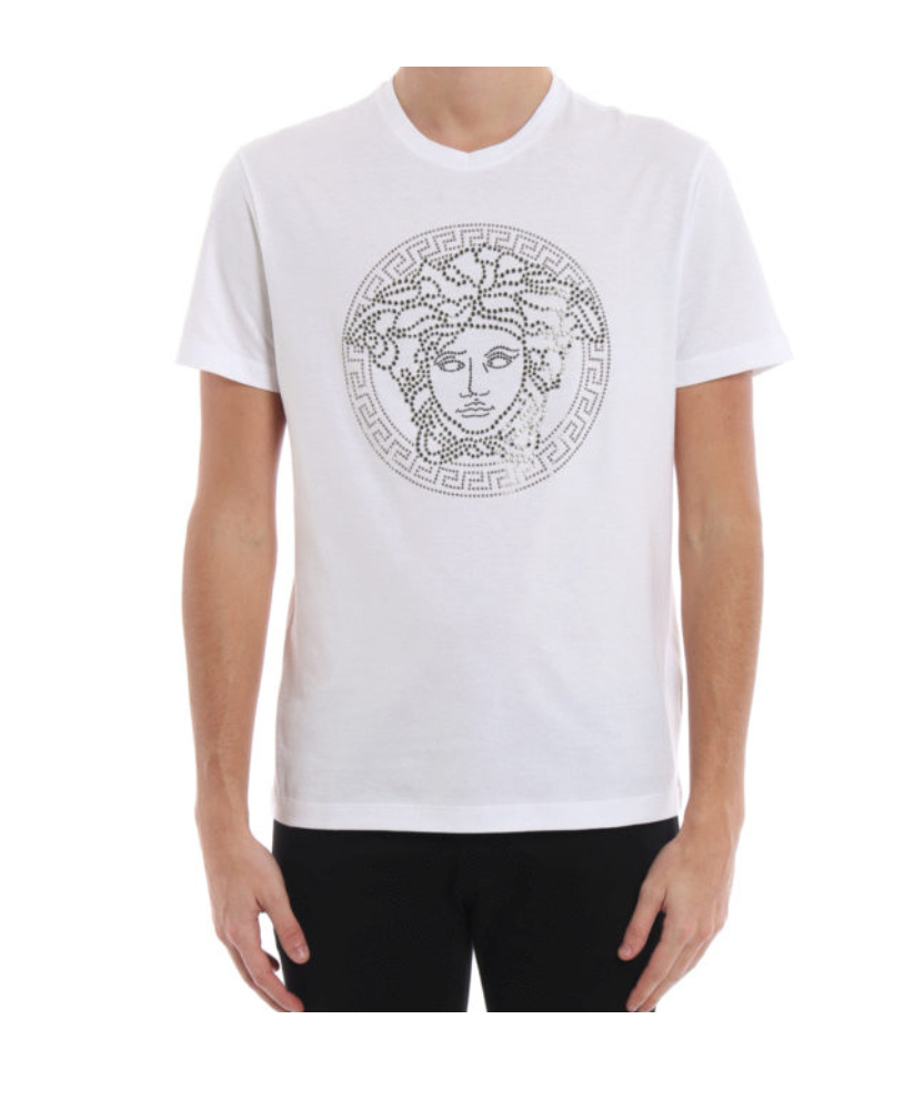 Versace Crystal Fading Medusa T-shirt In White