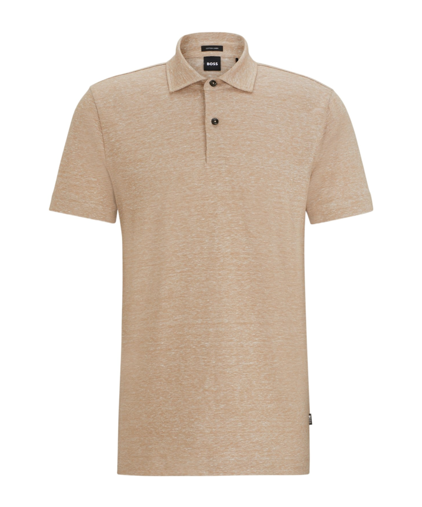 Hugo Boss Regular-fit Polo Shirt In Cotton And Linen In Neutral