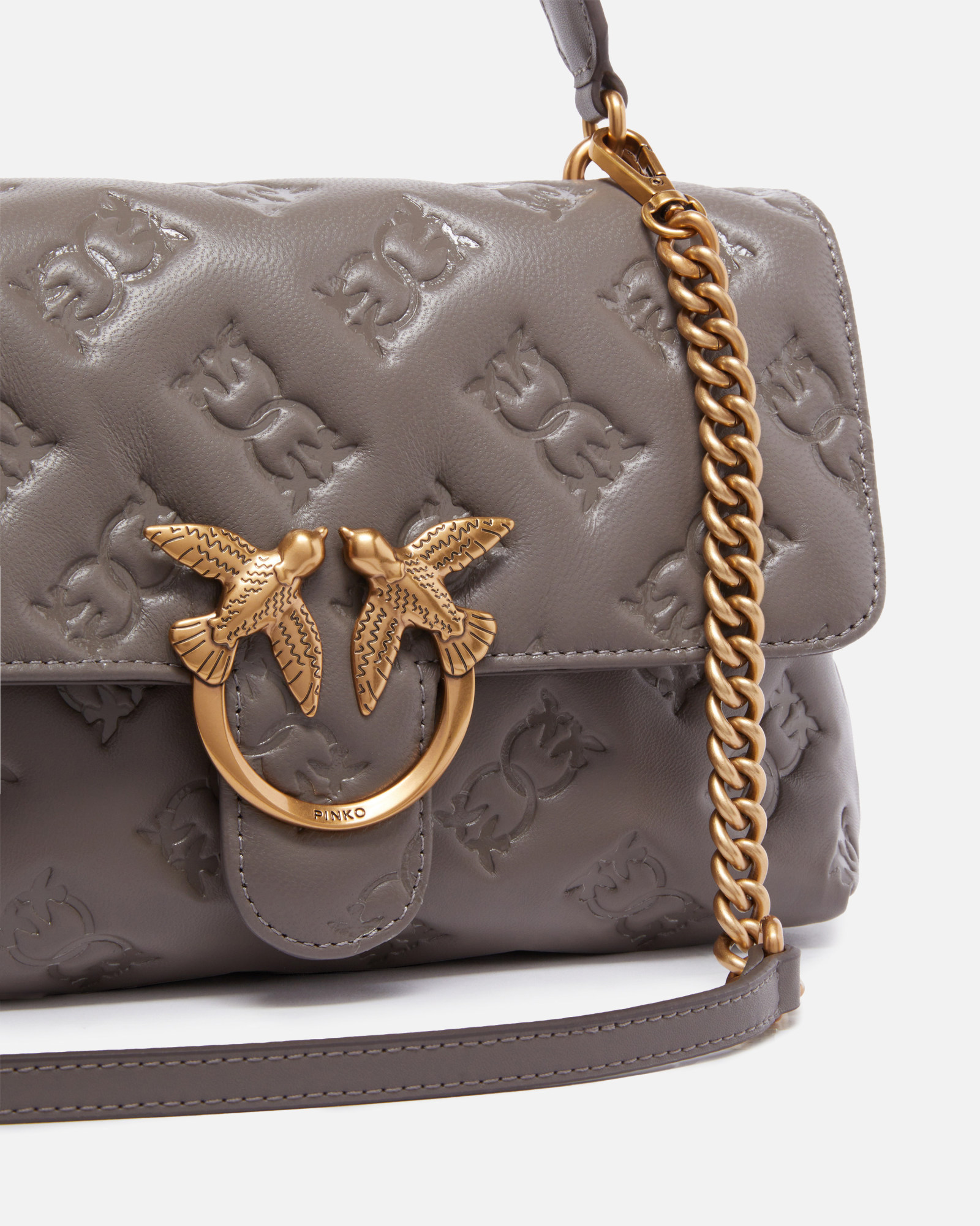 Pinko Flap Shoulder Bag In Gray