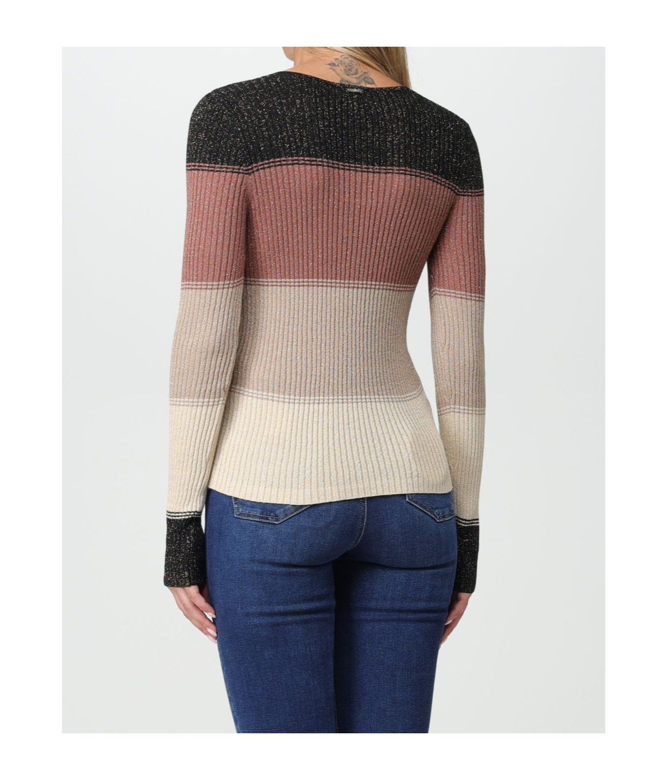 Liu •jo Lurex-detail Striped Ribbed-knit Top In Multi
