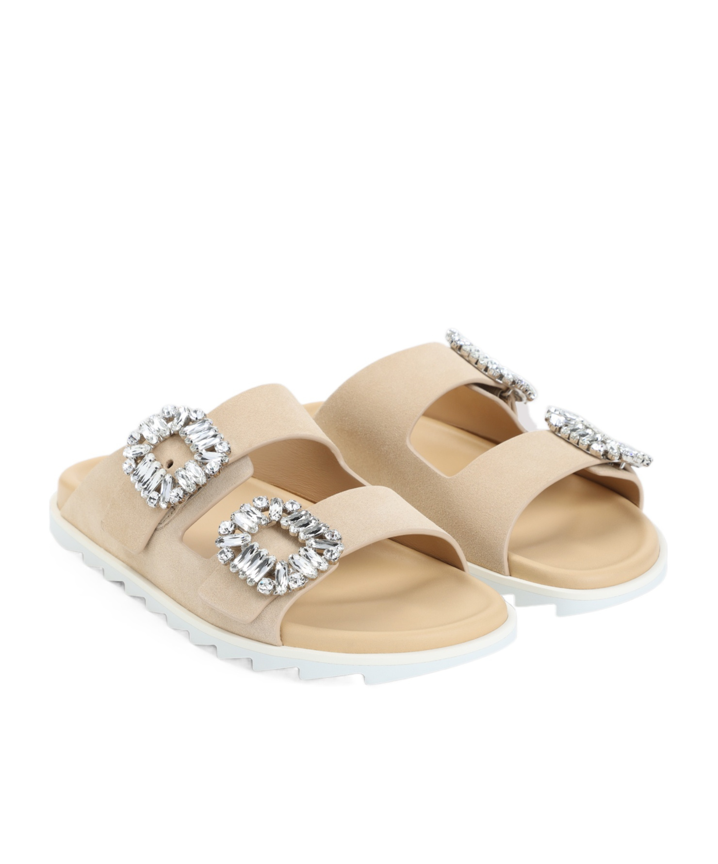 Roger Vivier Adjustable Strass Buckle Sandals In Nude