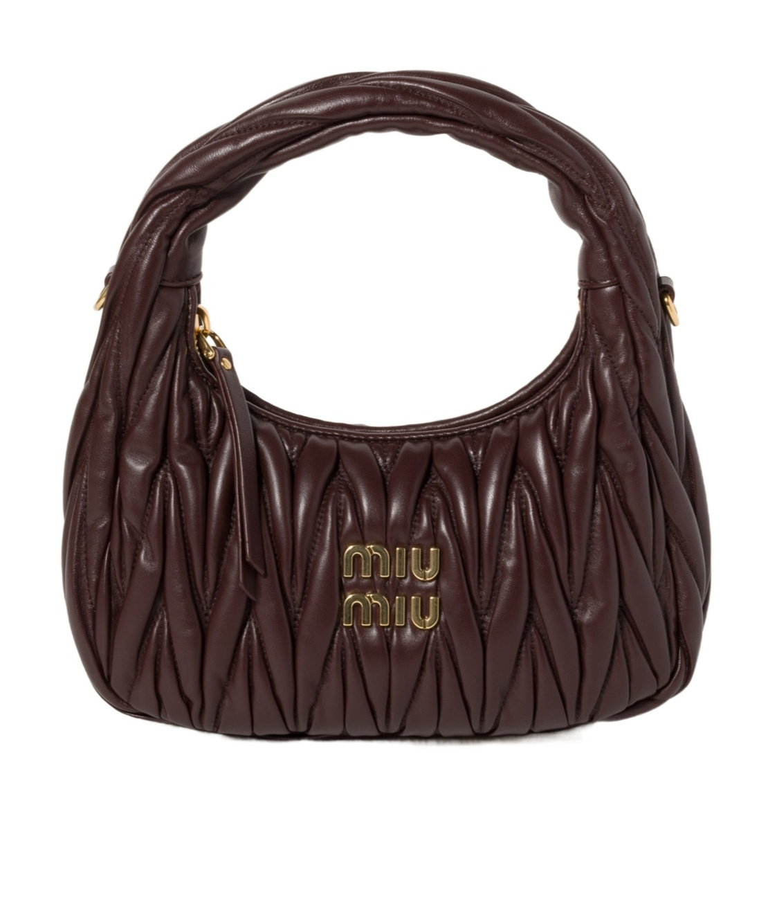 Miu Miu Wander Matelassé Nappa Leather Hobo Bag In Black