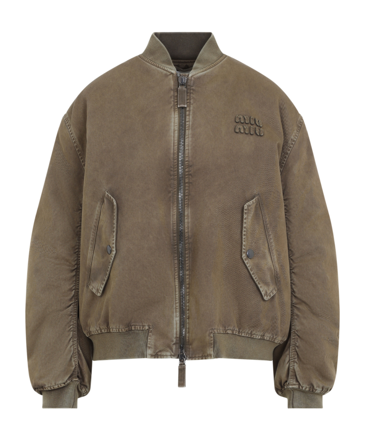 Miu Miu Long-sleeved Casual Jacket In Brown