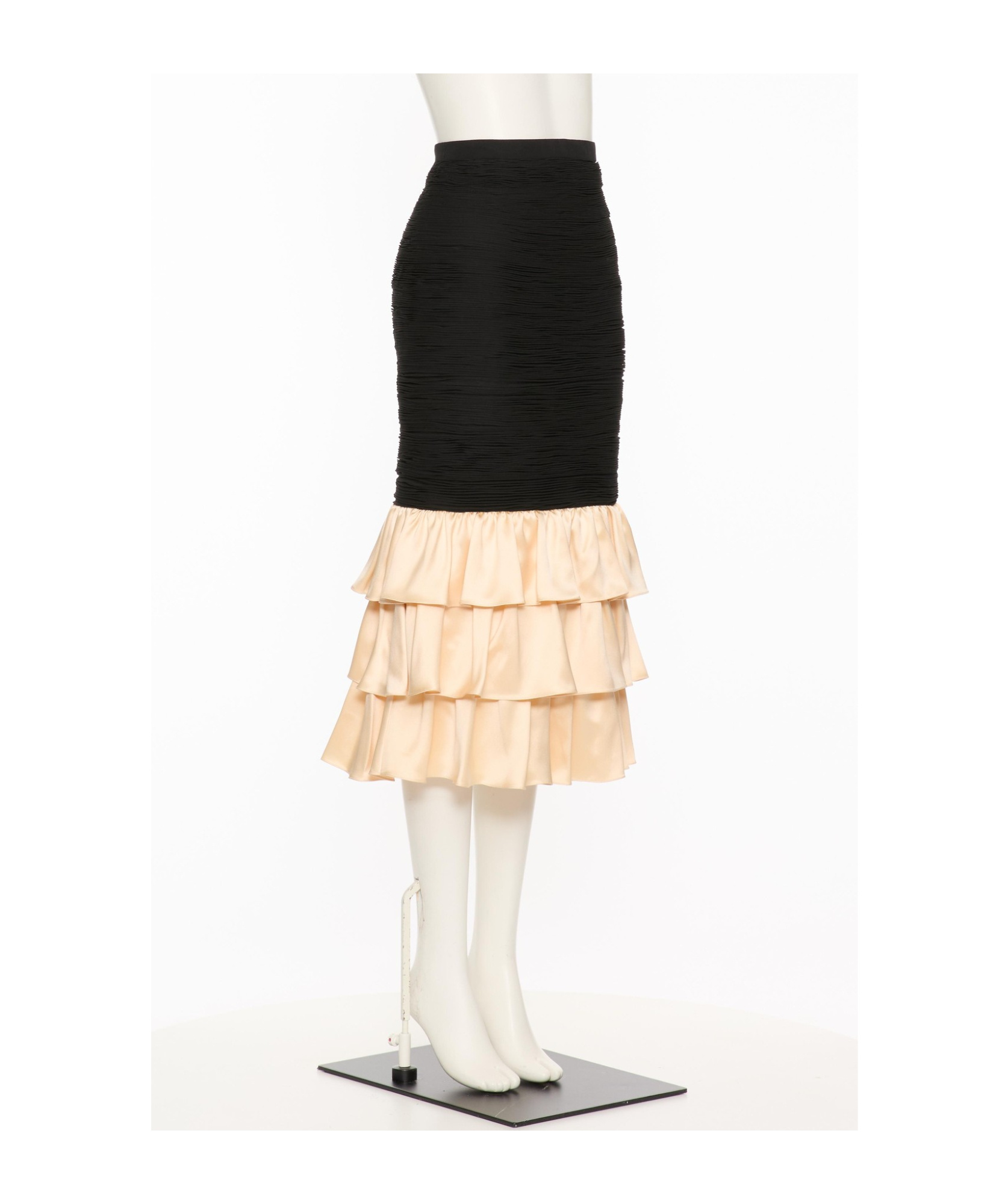 Valentino Panelled Midi Skirt In Black/birch
